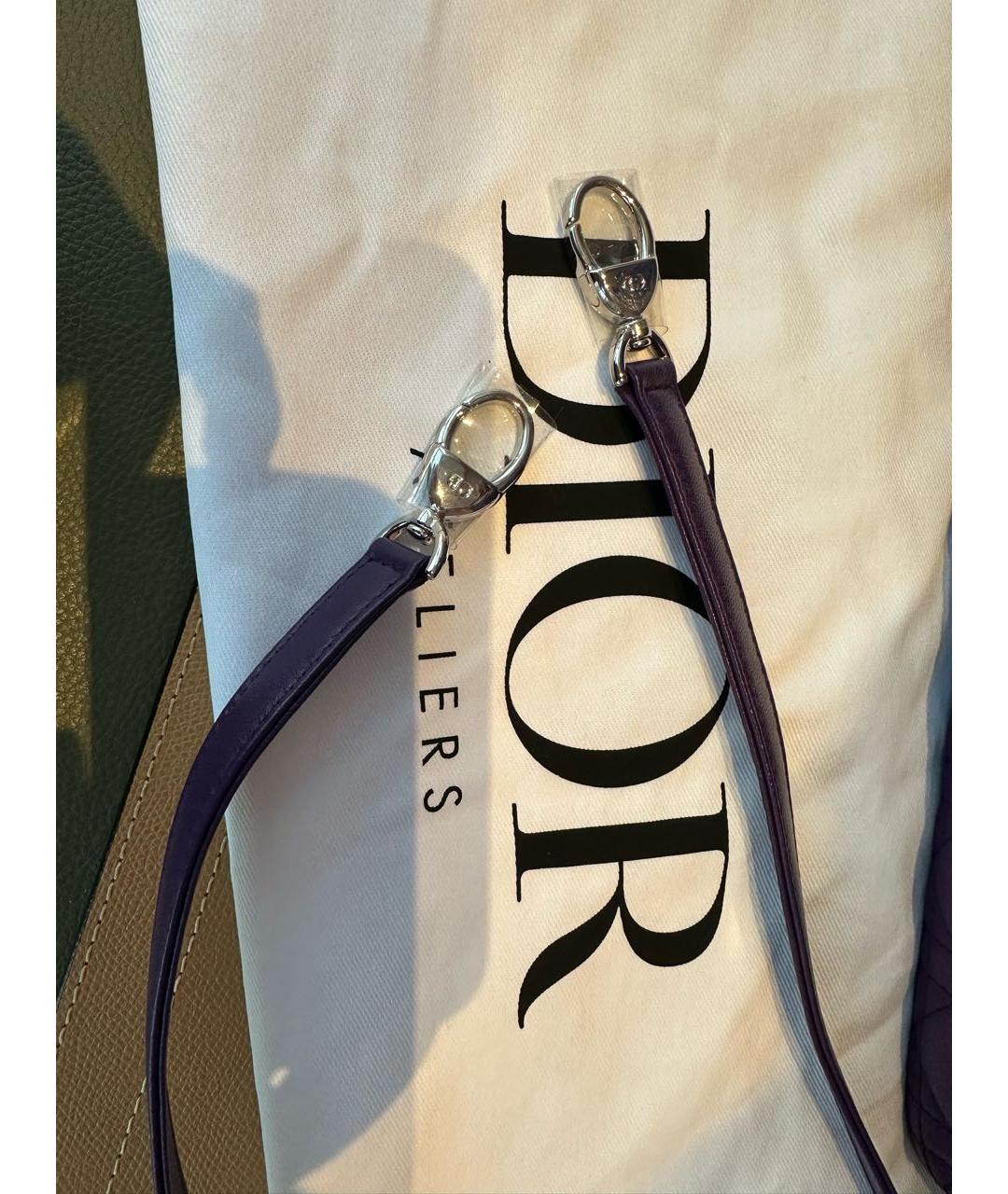 CHRISTIAN DIOR Фиолетовая кожаная сумка с короткими ручками, фото 5