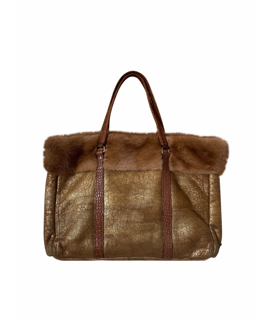 PRADA Золотая сумка тоут из экзотической кожи, фото 1