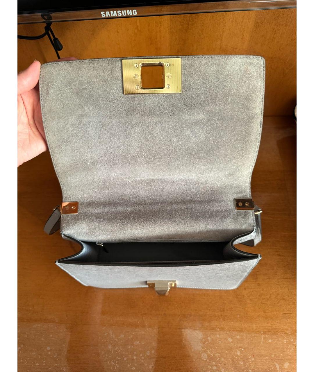 FURLA Антрацитовая кожаная сумка через плечо, фото 7