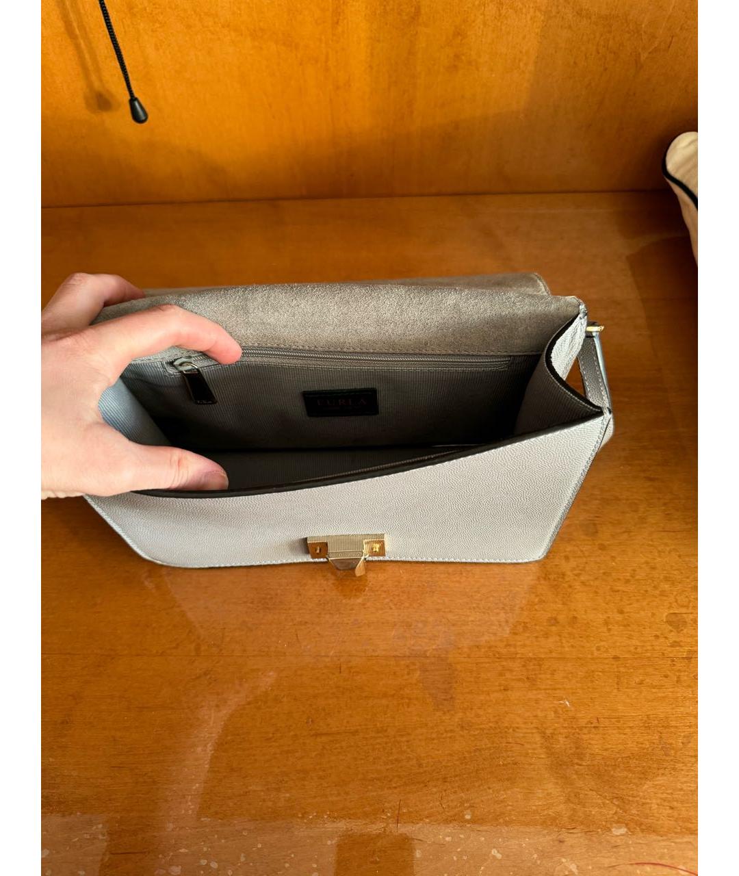 FURLA Антрацитовая кожаная сумка через плечо, фото 8