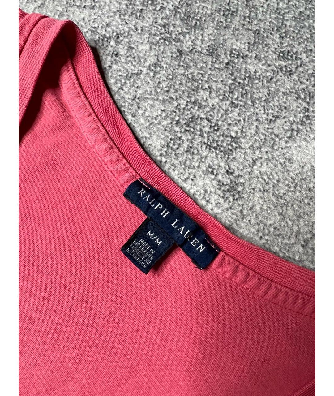 RALPH LAUREN Розовая хлопковая футболка, фото 4