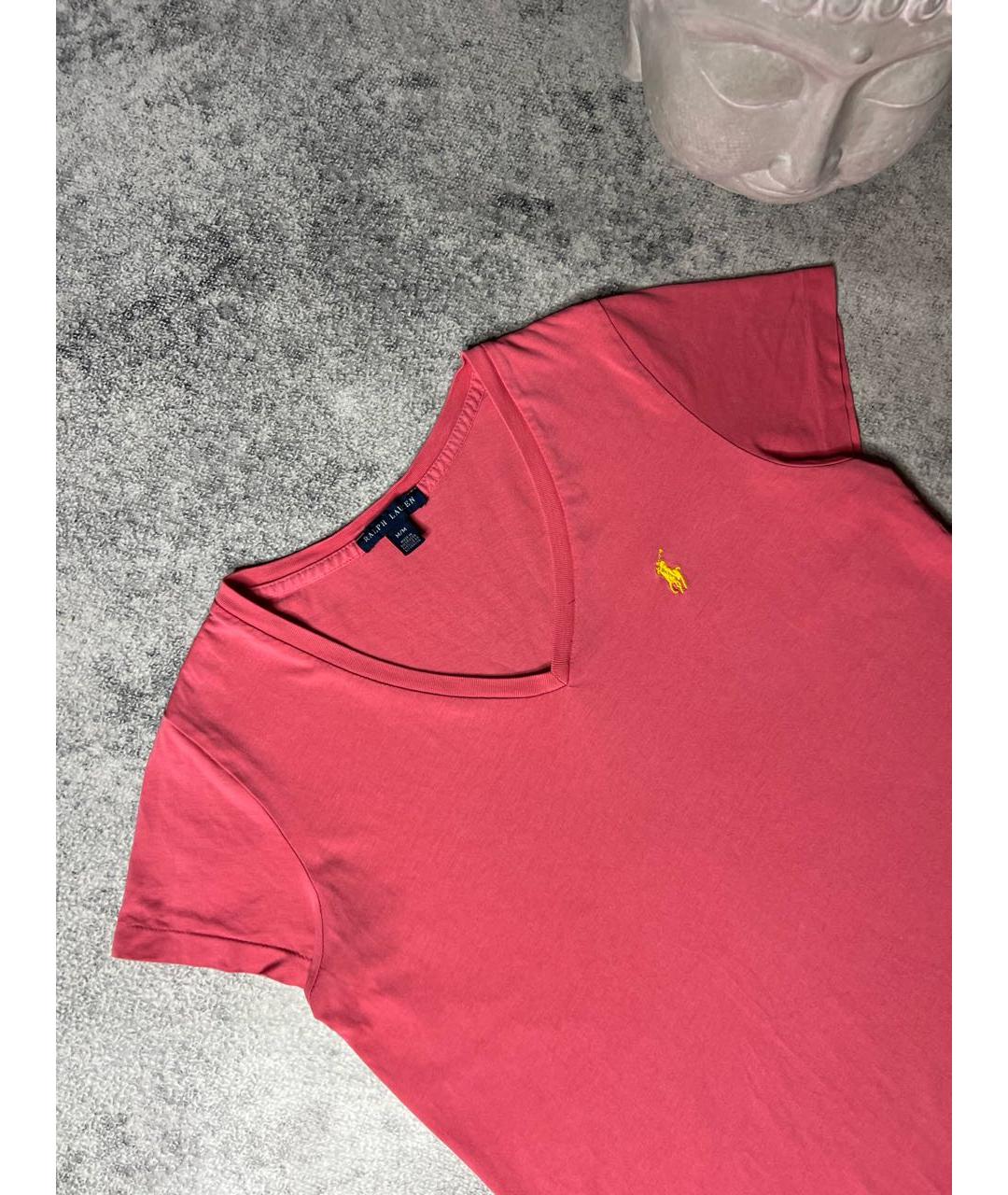 RALPH LAUREN Розовая хлопковая футболка, фото 2