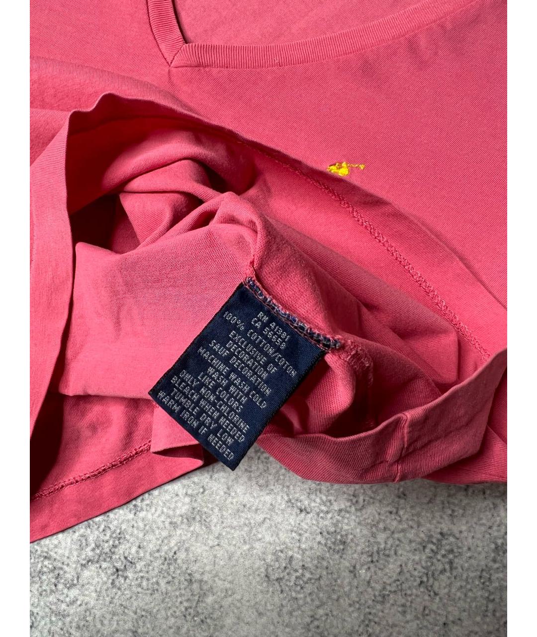 RALPH LAUREN Розовая хлопковая футболка, фото 5
