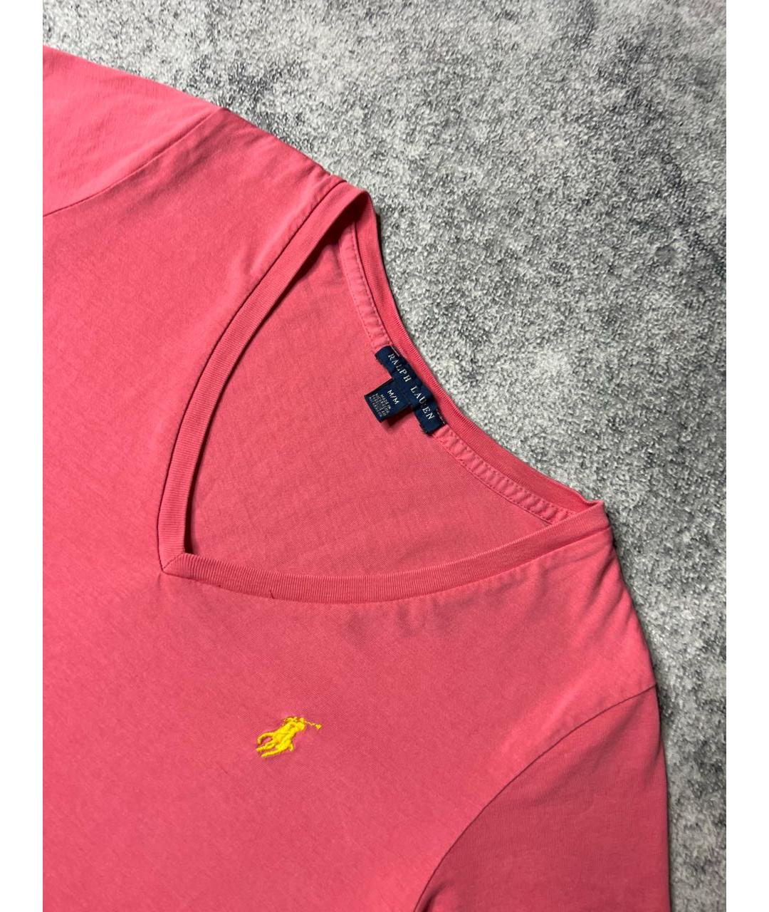RALPH LAUREN Розовая хлопковая футболка, фото 3