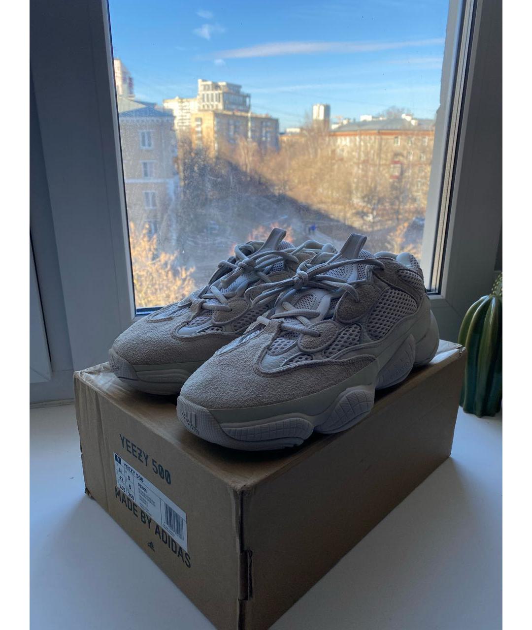 ADIDAS YEEZY Бежевые замшевые низкие кроссовки / кеды, фото 6