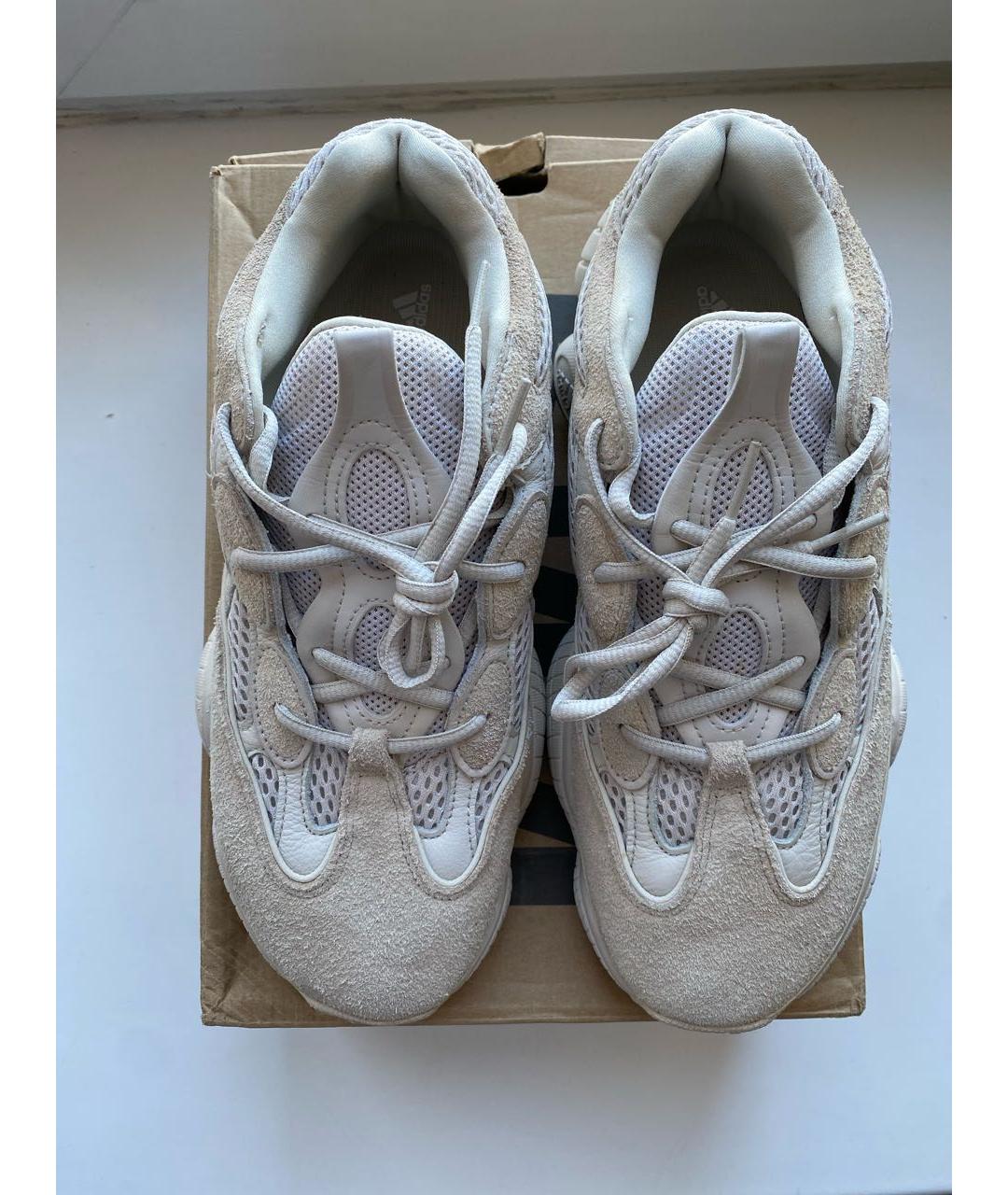 ADIDAS YEEZY Бежевые замшевые низкие кроссовки / кеды, фото 3