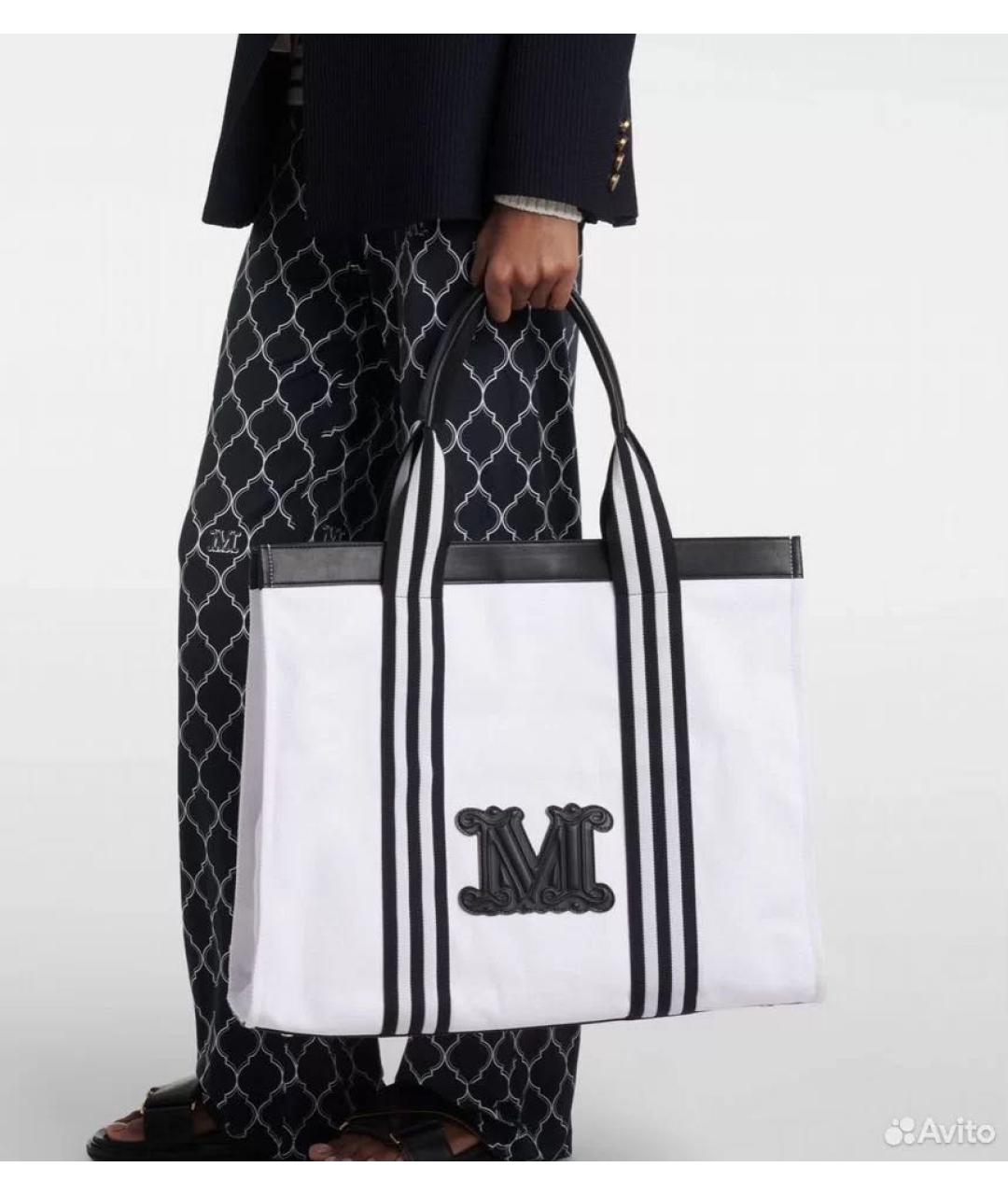 MAX MARA Белая хлопковая сумка тоут, фото 6