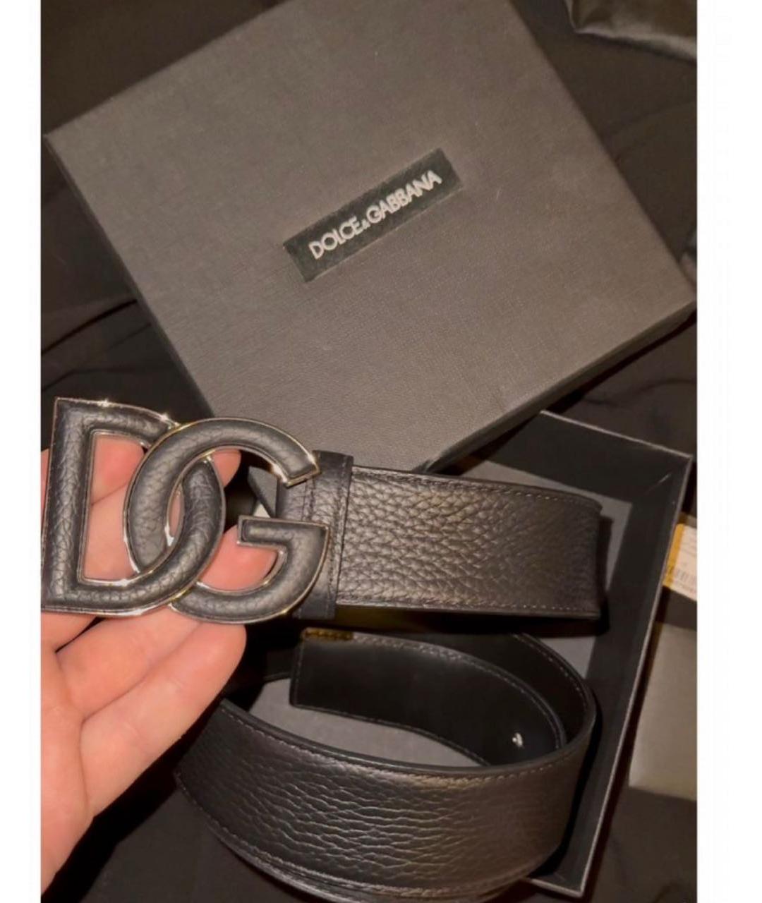 DOLCE&GABBANA Черный кожаный ремень, фото 3