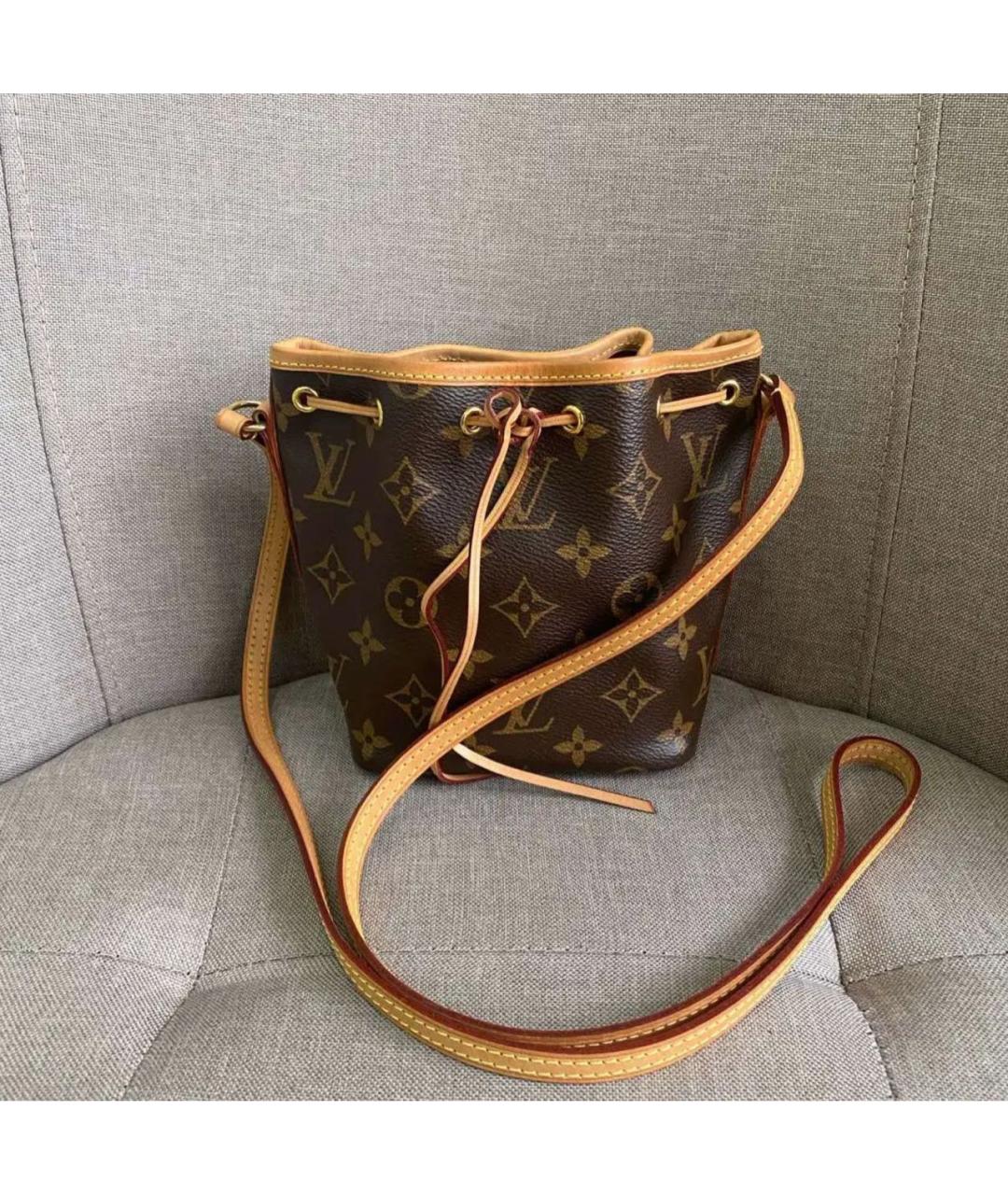 LOUIS VUITTON Коричневая кожаная сумка через плечо, фото 7