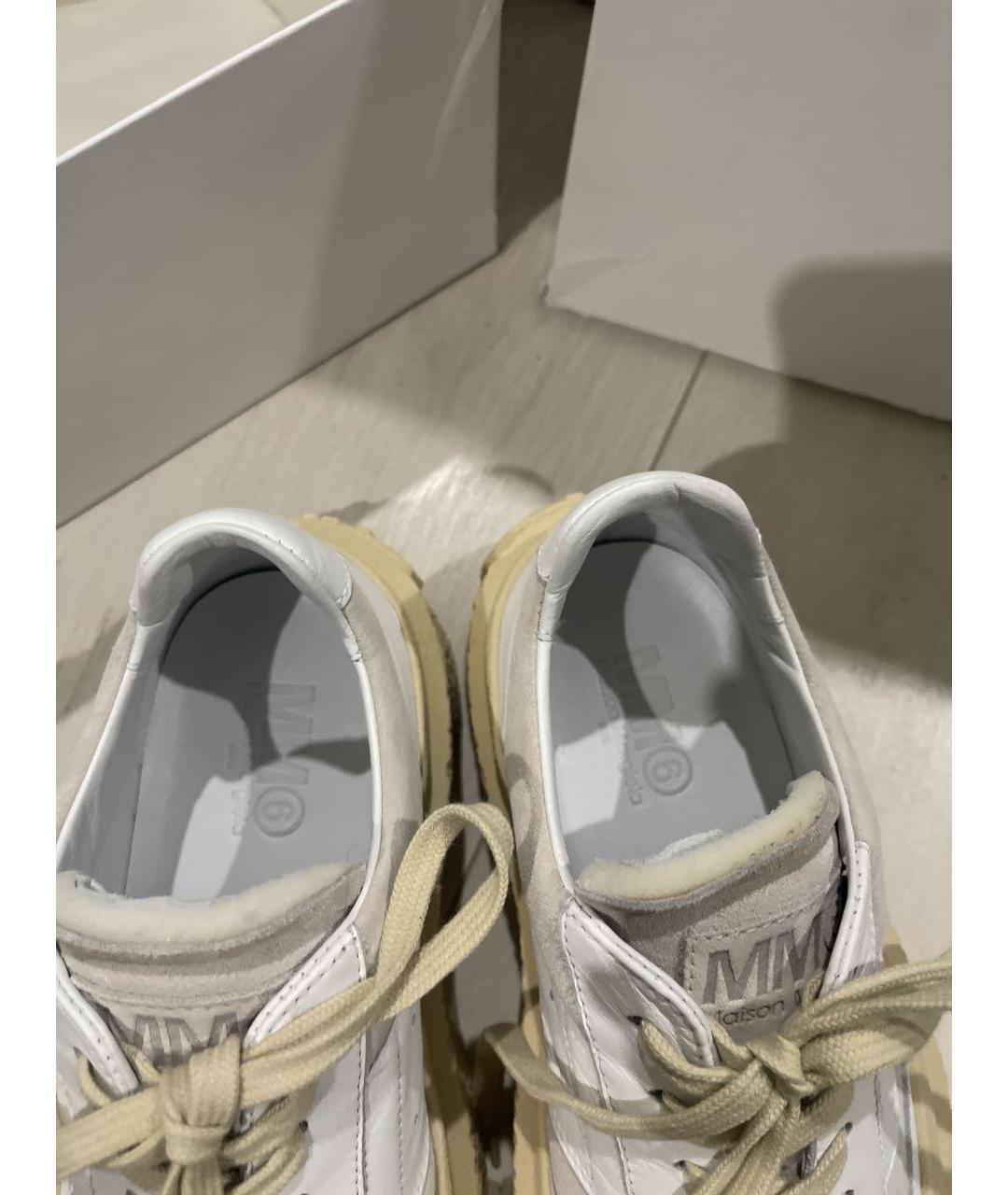 MM6 MAISON MARGIELA Бежевые кожаные кеды, фото 3