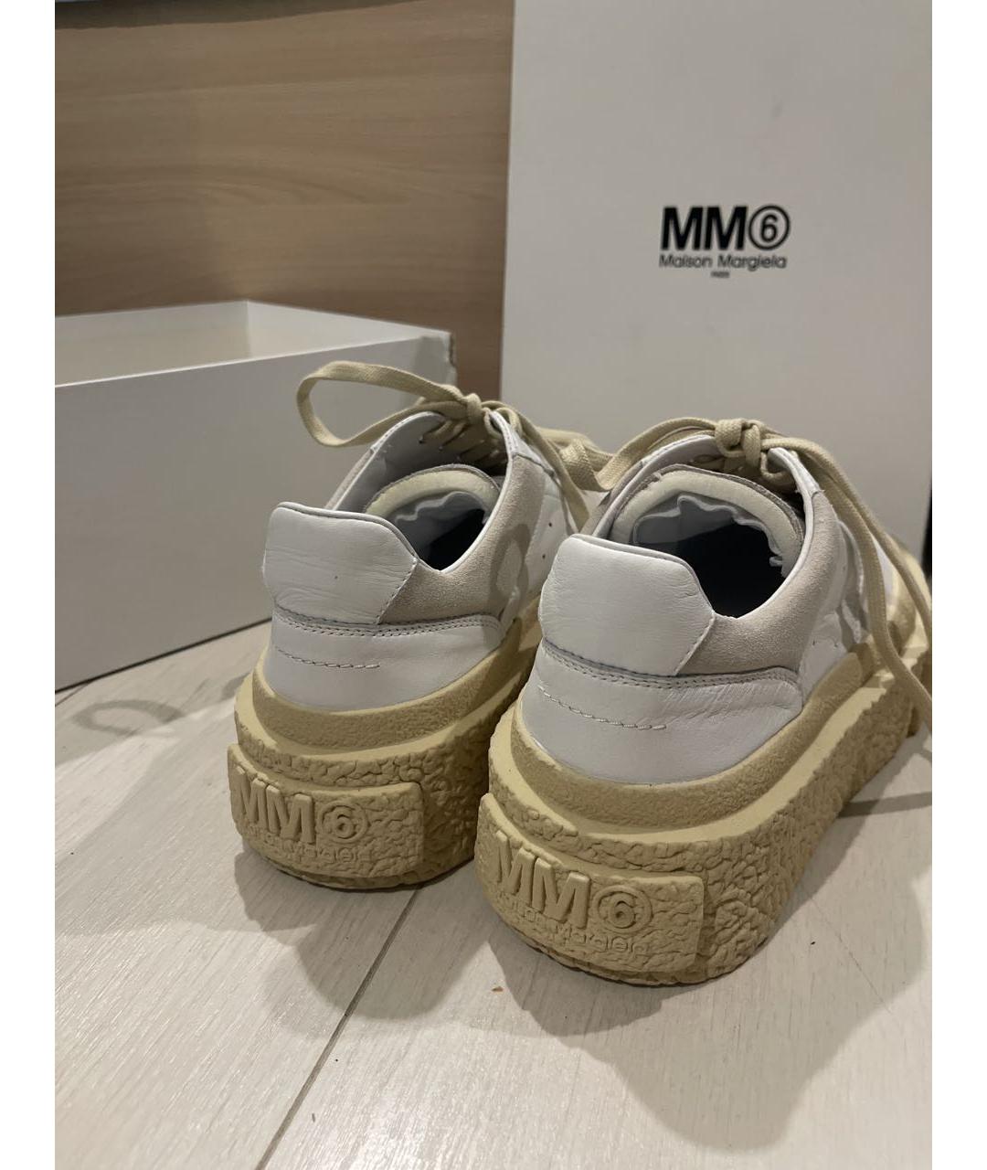MM6 MAISON MARGIELA Бежевые кожаные кеды, фото 4