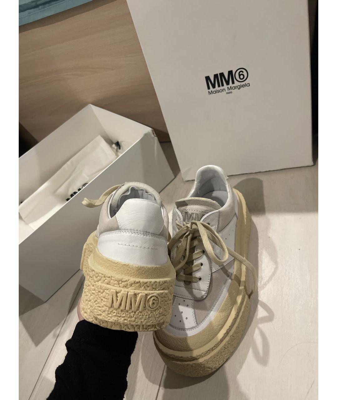 MM6 MAISON MARGIELA Бежевые кожаные кеды, фото 5