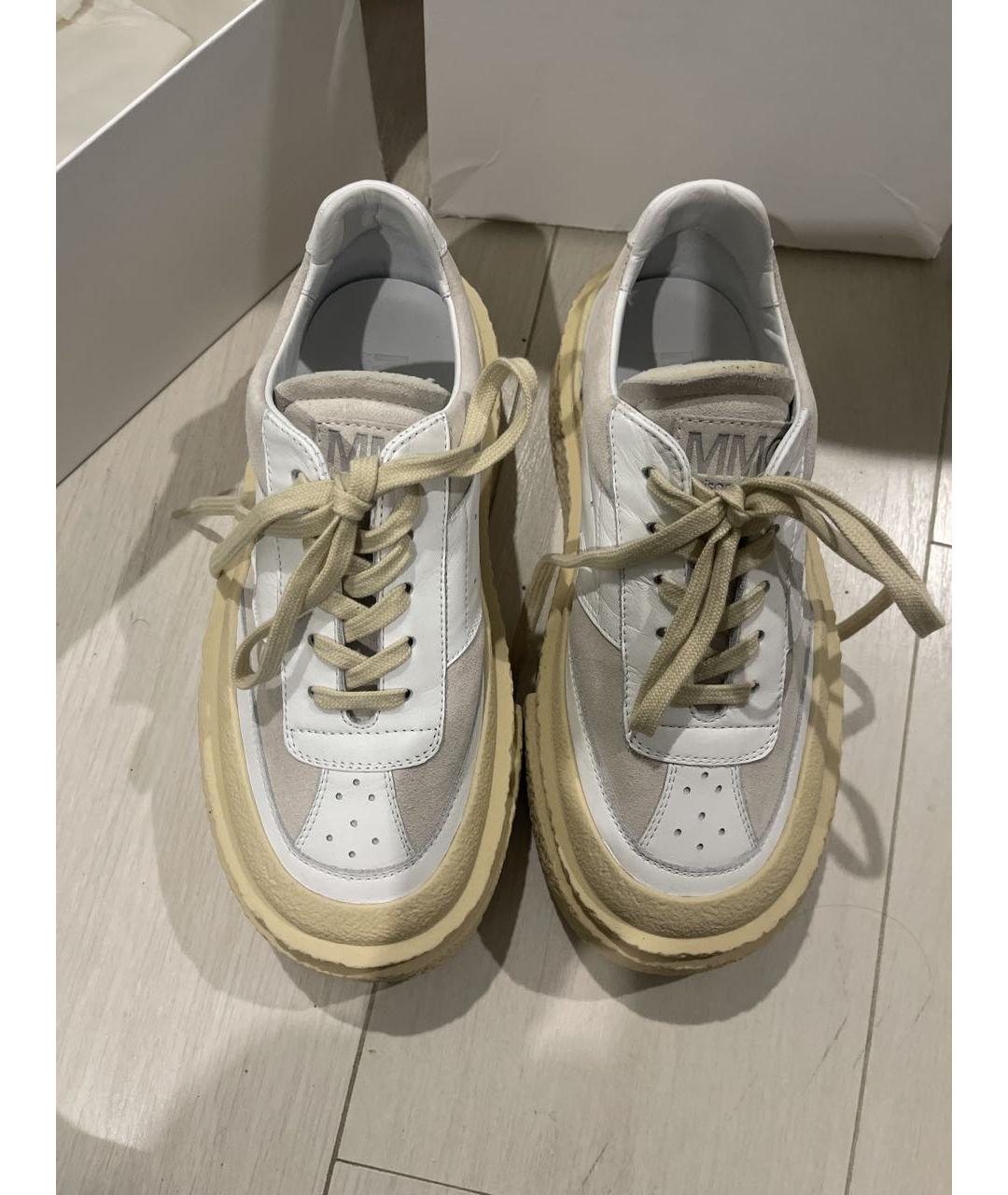 MM6 MAISON MARGIELA Бежевые кожаные кеды, фото 2