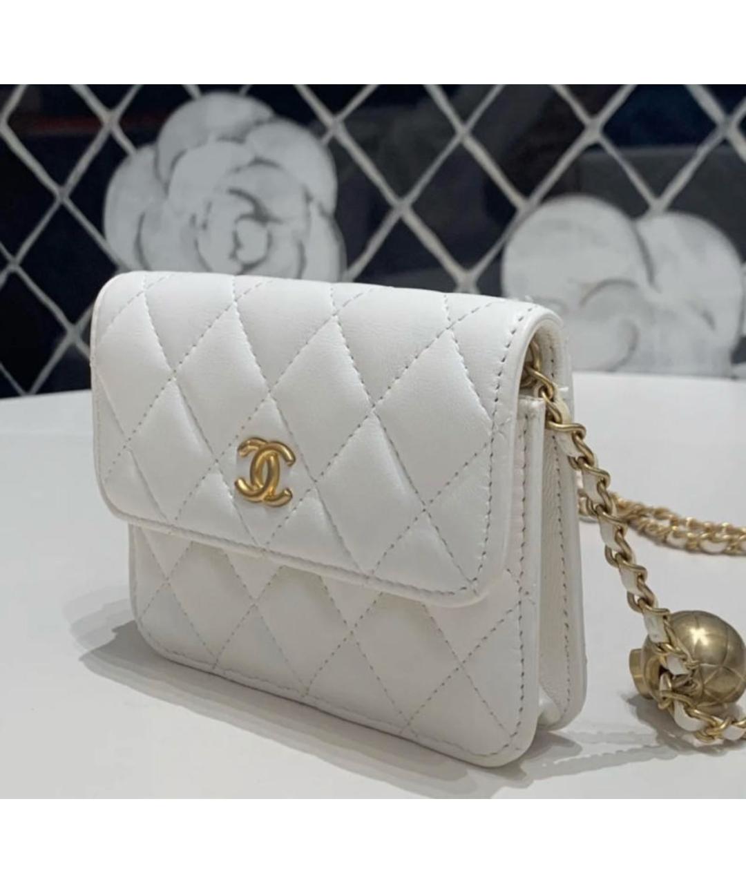 CHANEL Белая кожаная сумка через плечо, фото 4