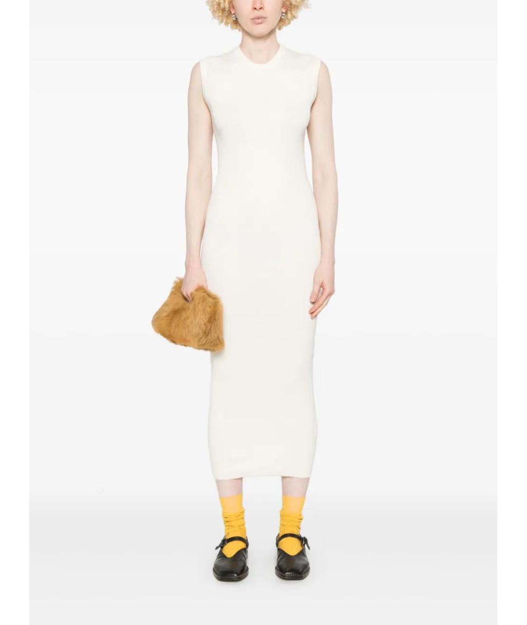 JIL SANDER Белое хлопковое повседневное платье, фото 2