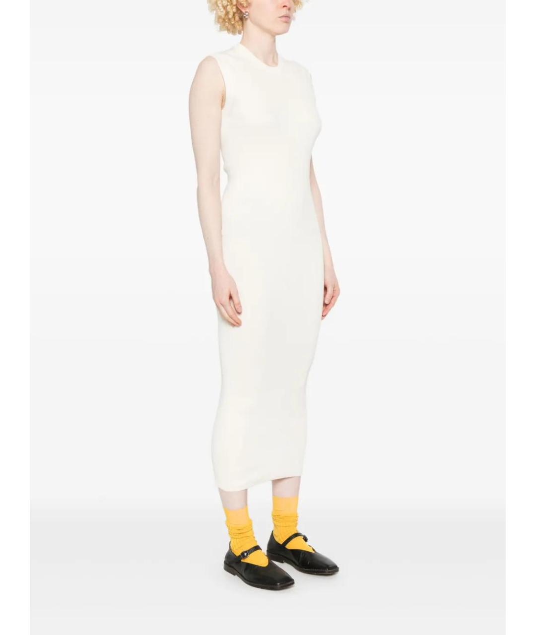 JIL SANDER Белое хлопковое повседневное платье, фото 3