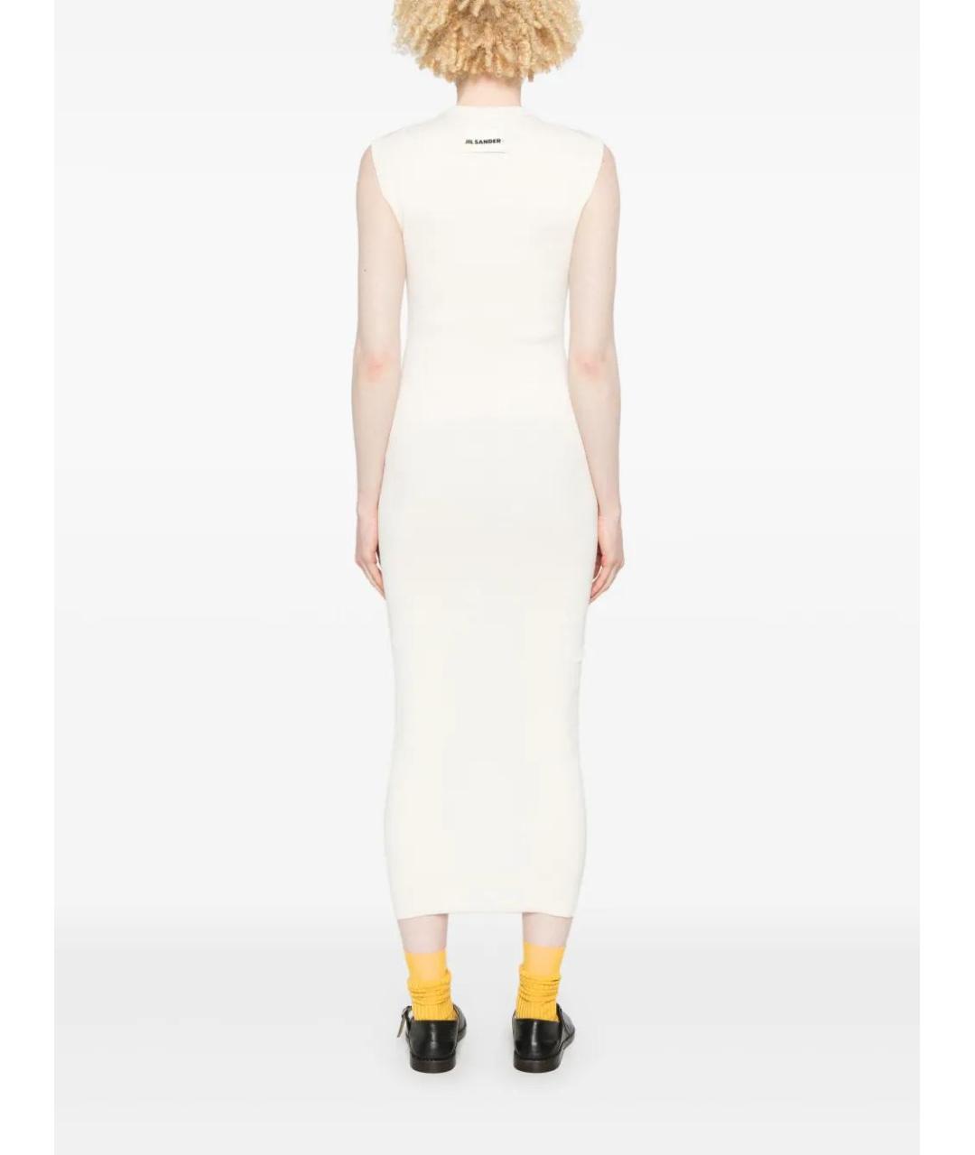 JIL SANDER Белое хлопковое повседневное платье, фото 4