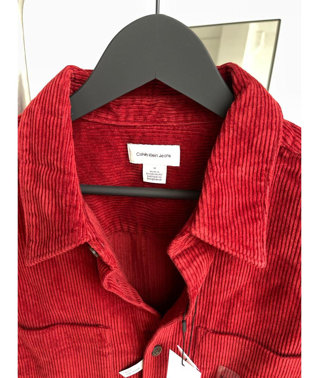 CALVIN KLEIN Бордовая хлопковая кэжуал рубашка, фото 3