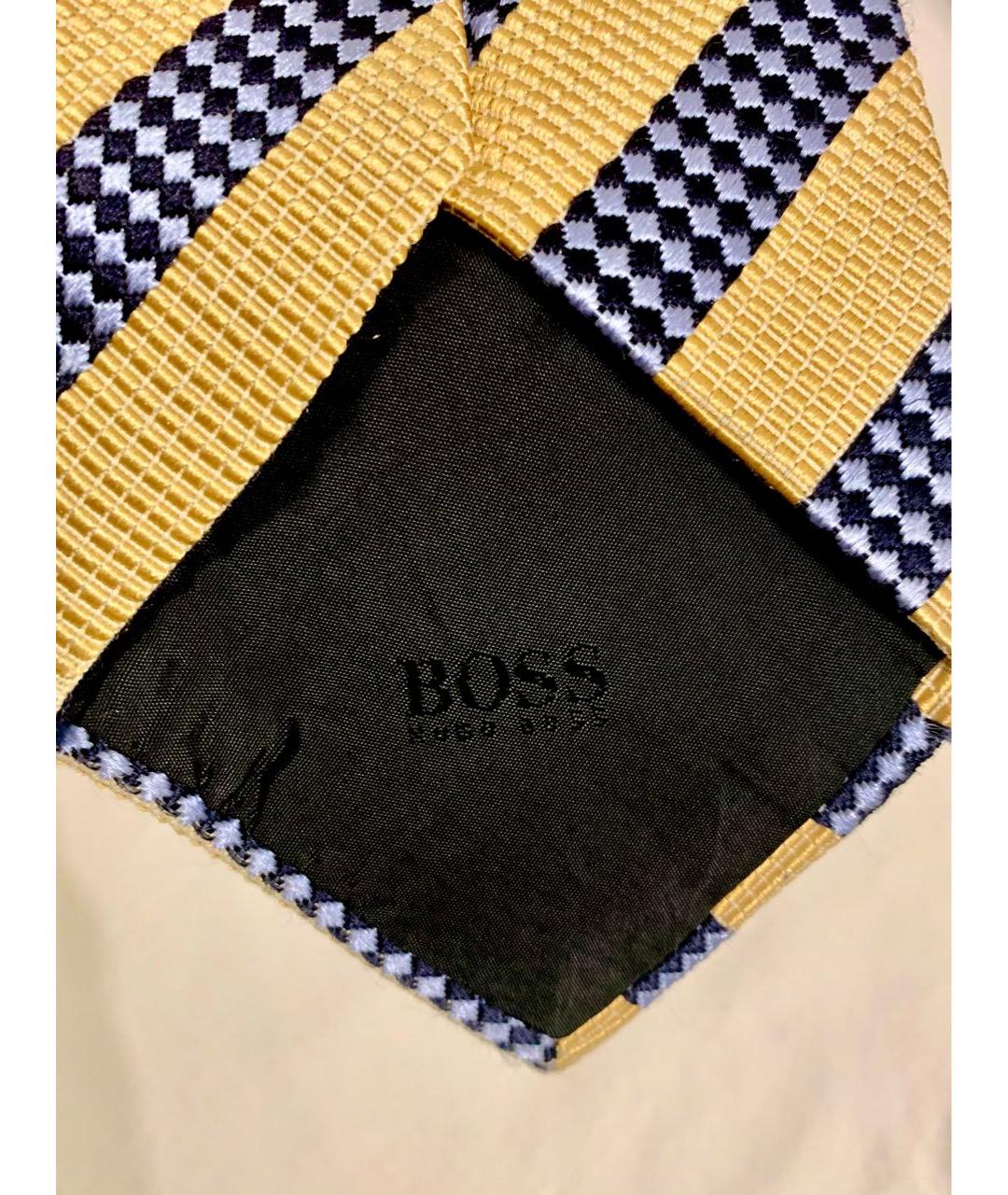 HUGO BOSS Желтый шелковый галстук, фото 4