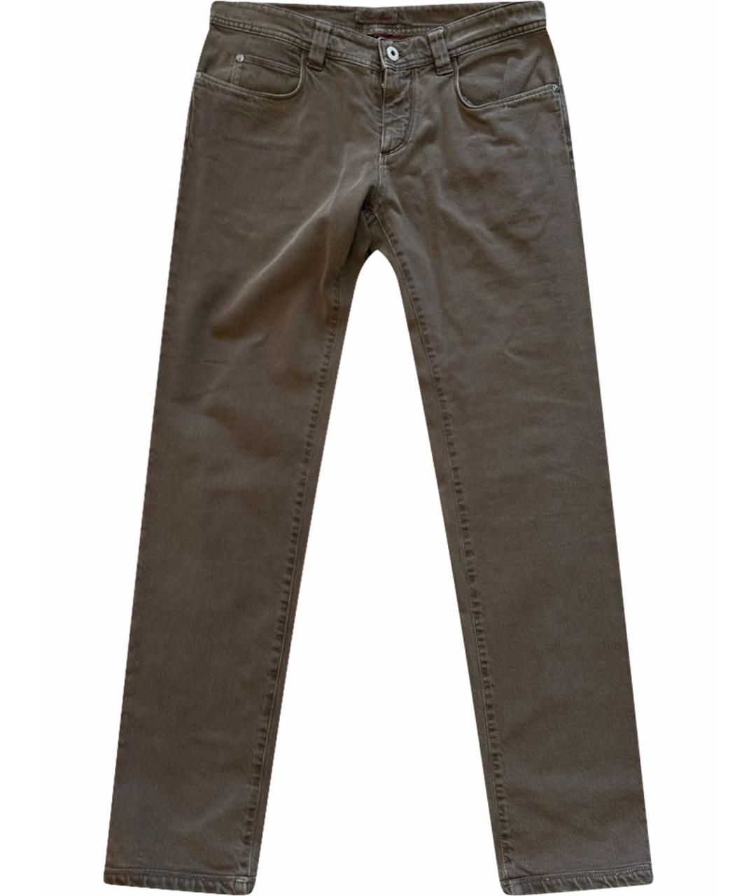 BRUNELLO CUCINELLI Коричневые хлопковые прямые джинсы, фото 1