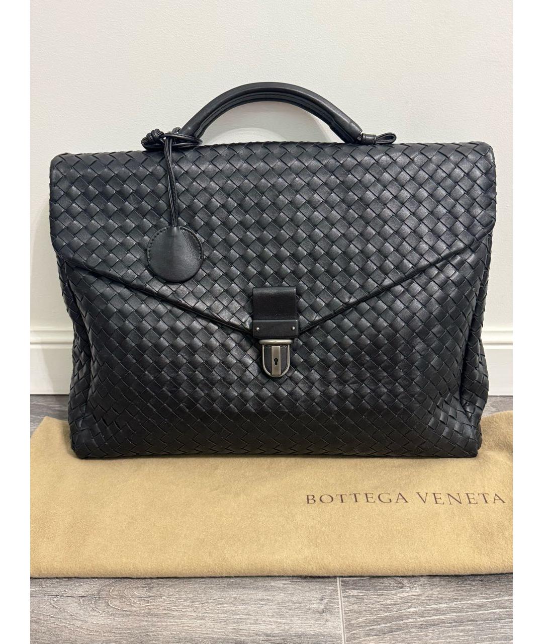 LOUIS VUITTON Черный кожаный портфель, фото 9