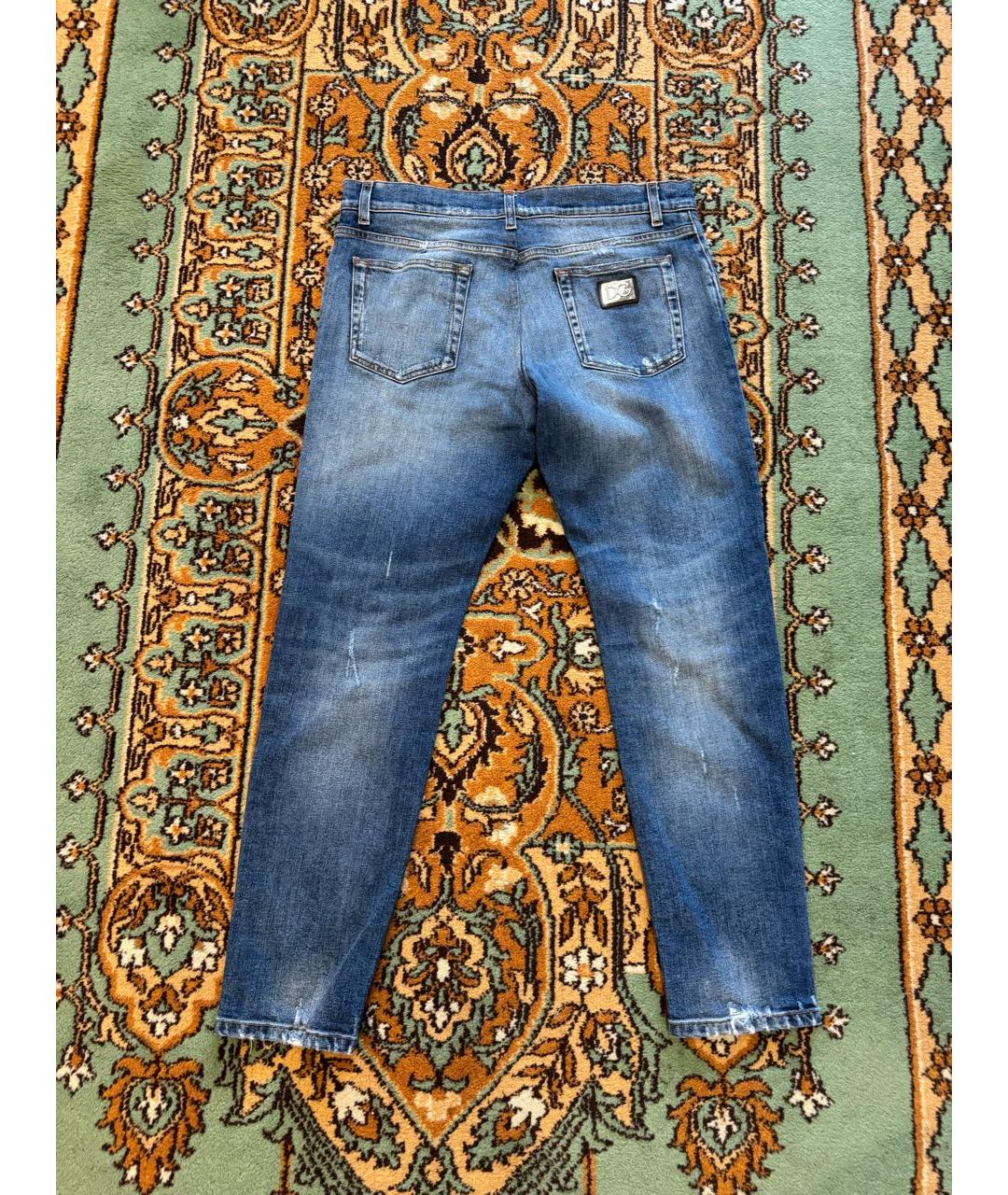 DOLCE&GABBANA Синие хлопковые прямые джинсы, фото 3