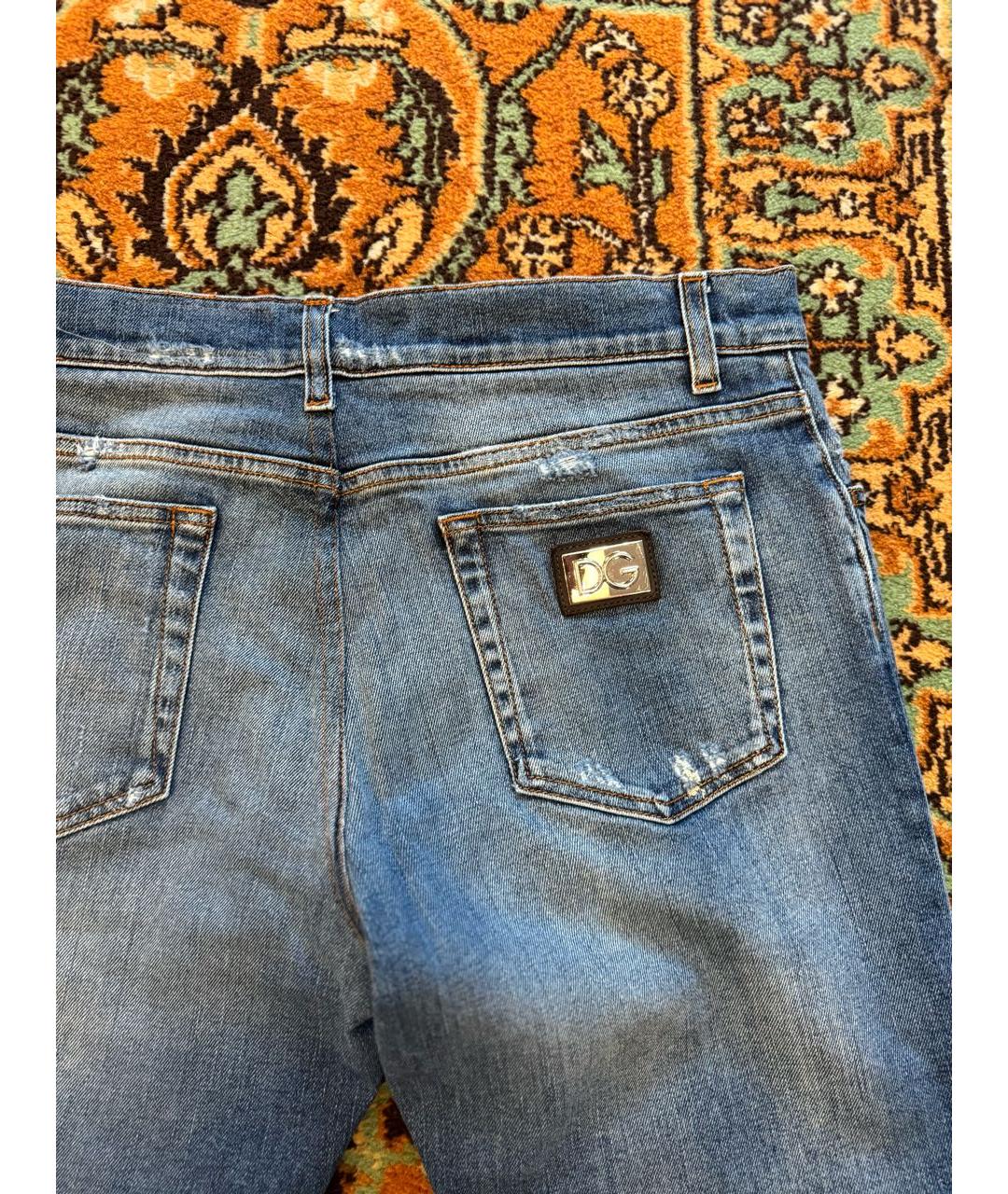 DOLCE&GABBANA Синие хлопковые прямые джинсы, фото 4