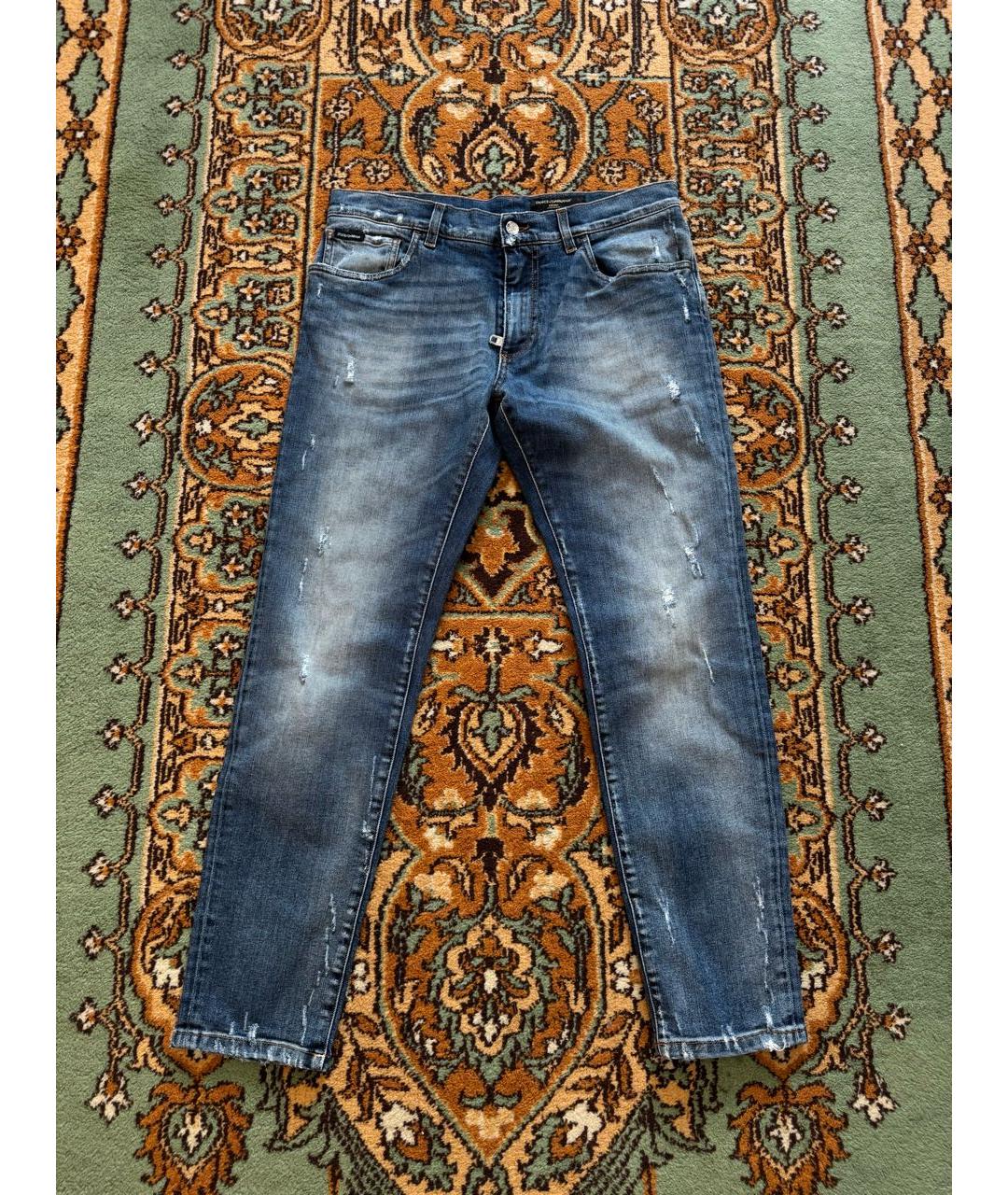 DOLCE&GABBANA Синие хлопковые прямые джинсы, фото 5