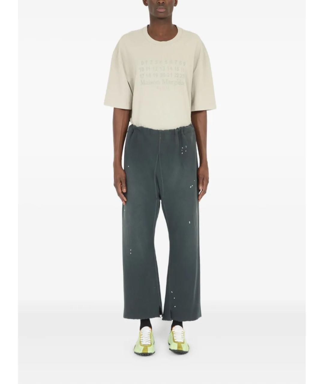 MAISON MARGIELA Зеленые хлопковые повседневные брюки, фото 2
