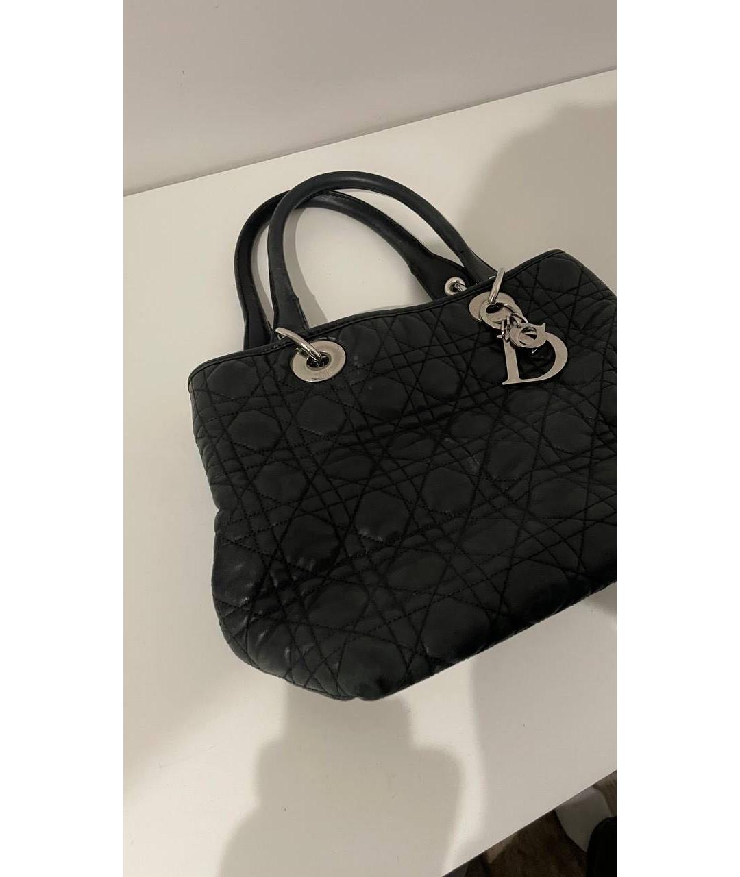 CHRISTIAN DIOR Черная кожаная сумка с короткими ручками, фото 2