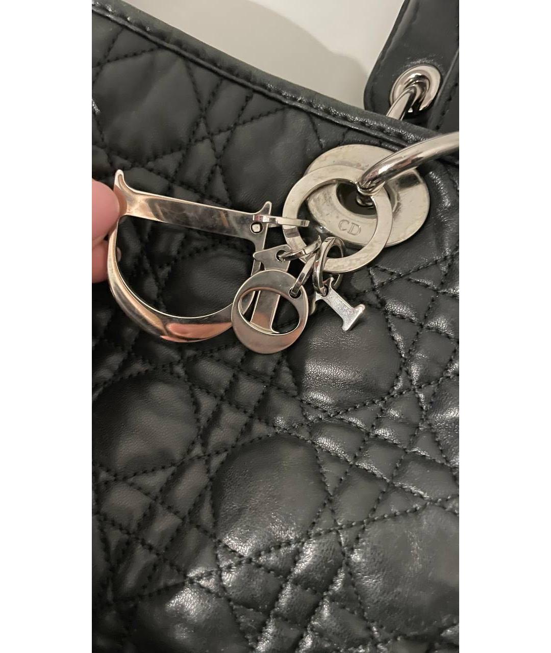 CHRISTIAN DIOR Черная кожаная сумка с короткими ручками, фото 5