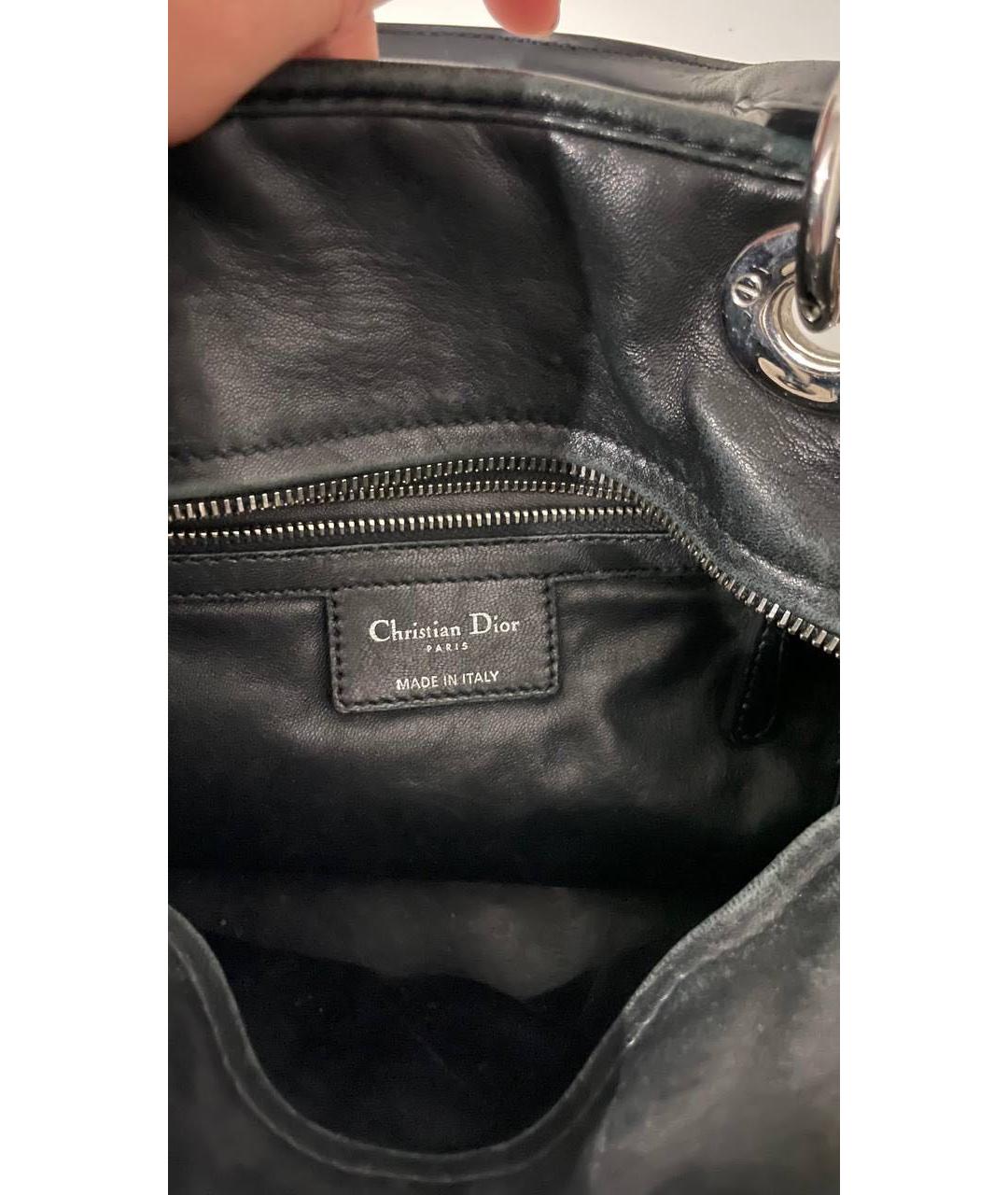 CHRISTIAN DIOR Черная кожаная сумка с короткими ручками, фото 3