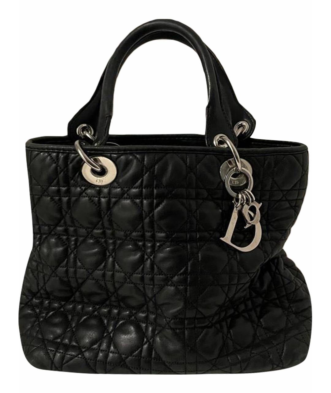 CHRISTIAN DIOR Черная кожаная сумка с короткими ручками, фото 1