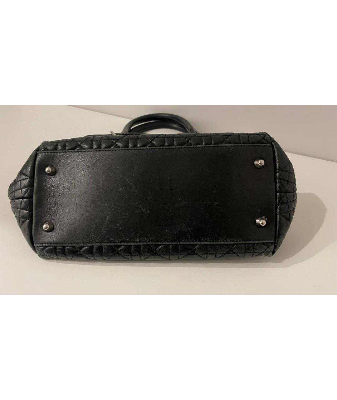 CHRISTIAN DIOR Черная кожаная сумка с короткими ручками, фото 7