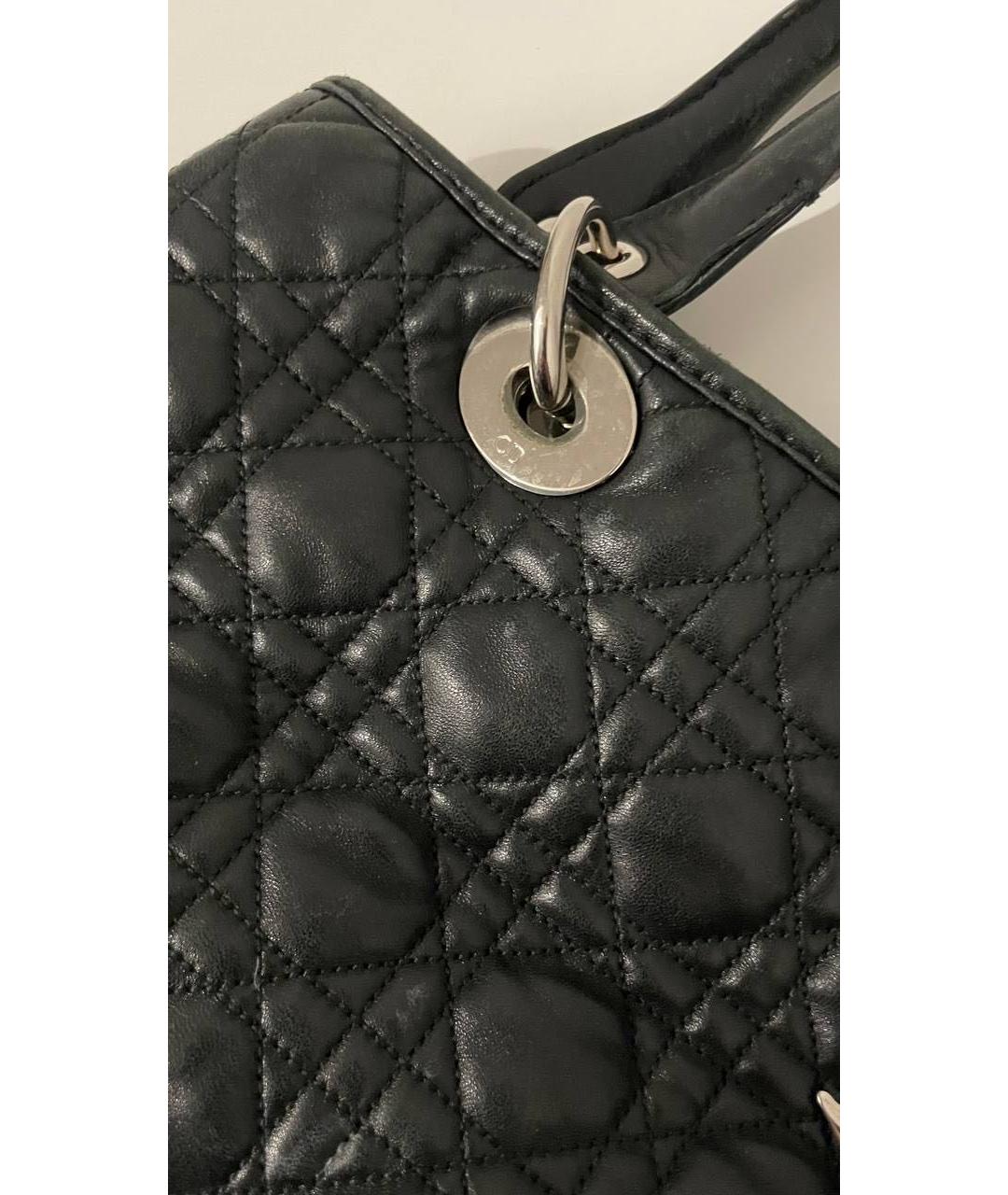 CHRISTIAN DIOR Черная кожаная сумка с короткими ручками, фото 6