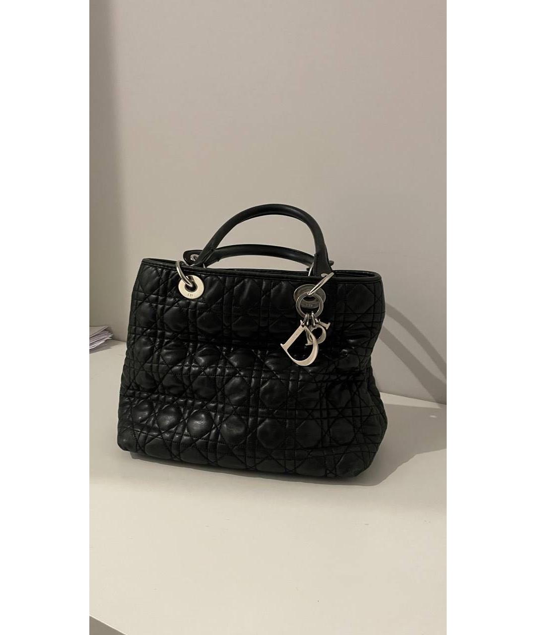 CHRISTIAN DIOR Черная кожаная сумка с короткими ручками, фото 4