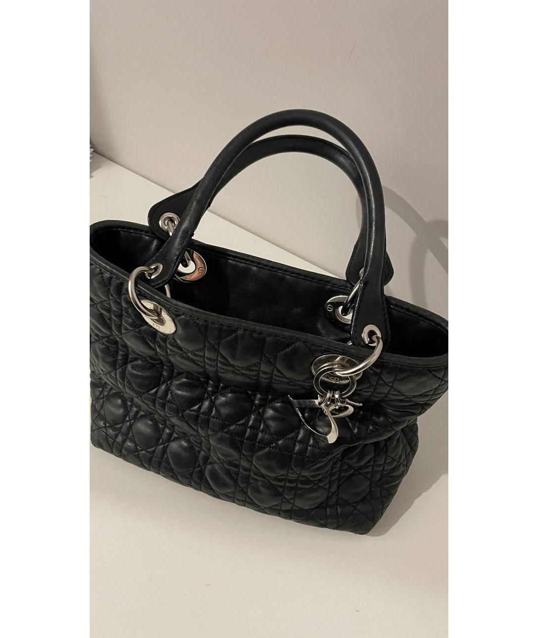 CHRISTIAN DIOR Черная кожаная сумка с короткими ручками, фото 8
