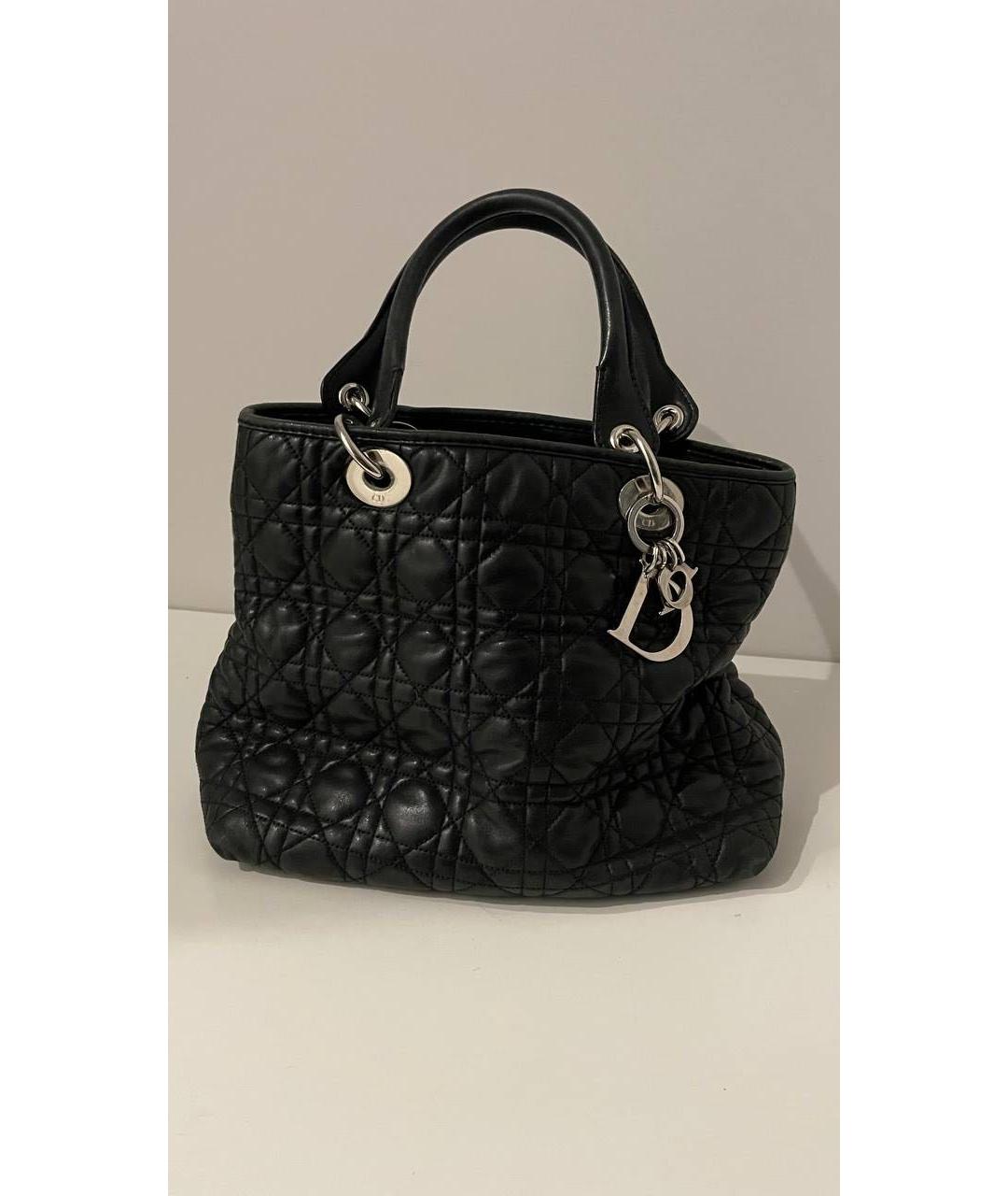 CHRISTIAN DIOR Черная кожаная сумка с короткими ручками, фото 9