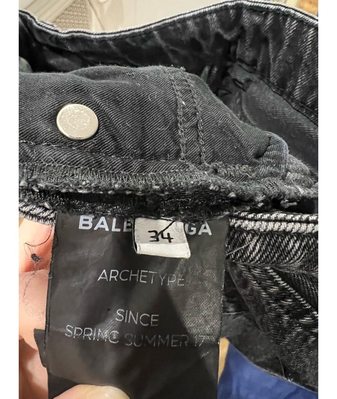 BALENCIAGA Серые хлопковые джинсы слим, фото 4