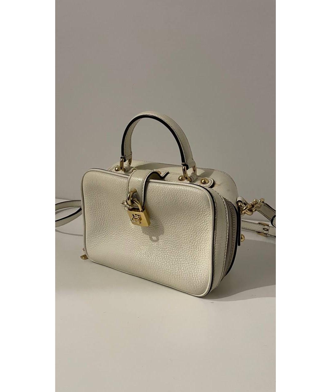 DOLCE&GABBANA Белая кожаная сумка с короткими ручками, фото 2