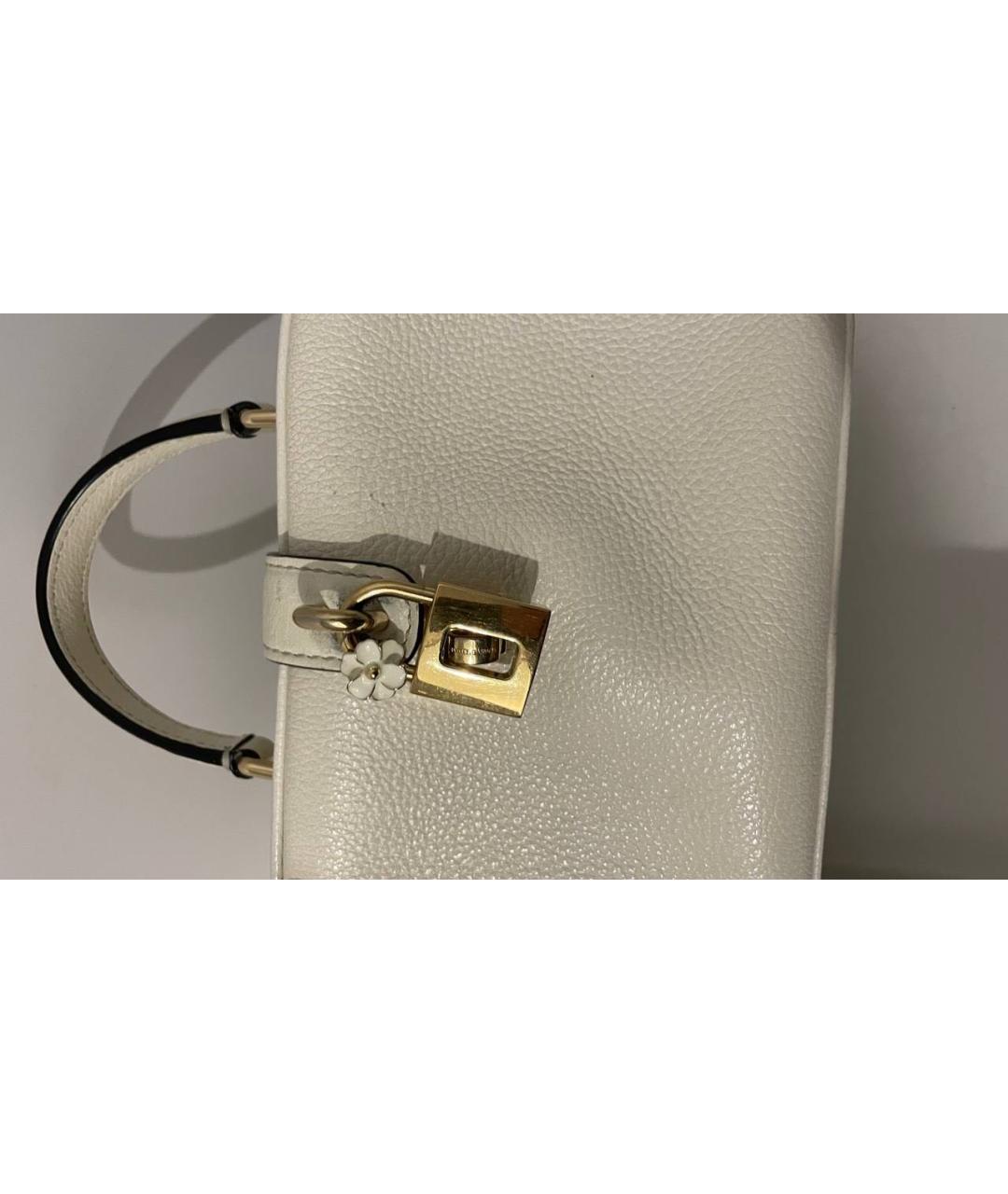 DOLCE&GABBANA Белая кожаная сумка с короткими ручками, фото 5