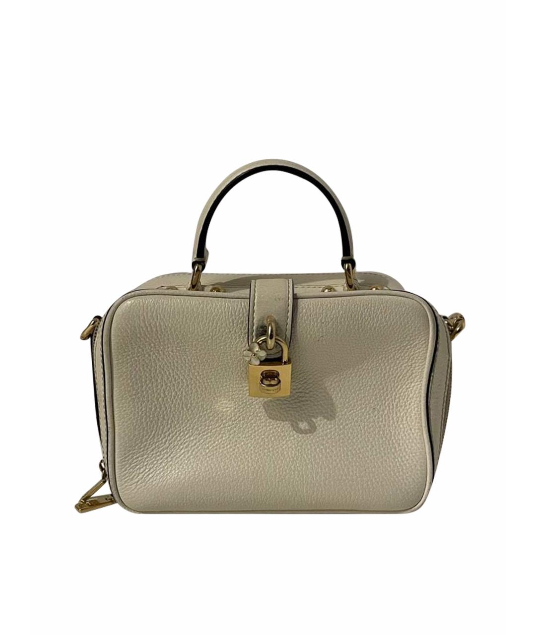 DOLCE&GABBANA Белая кожаная сумка с короткими ручками, фото 1