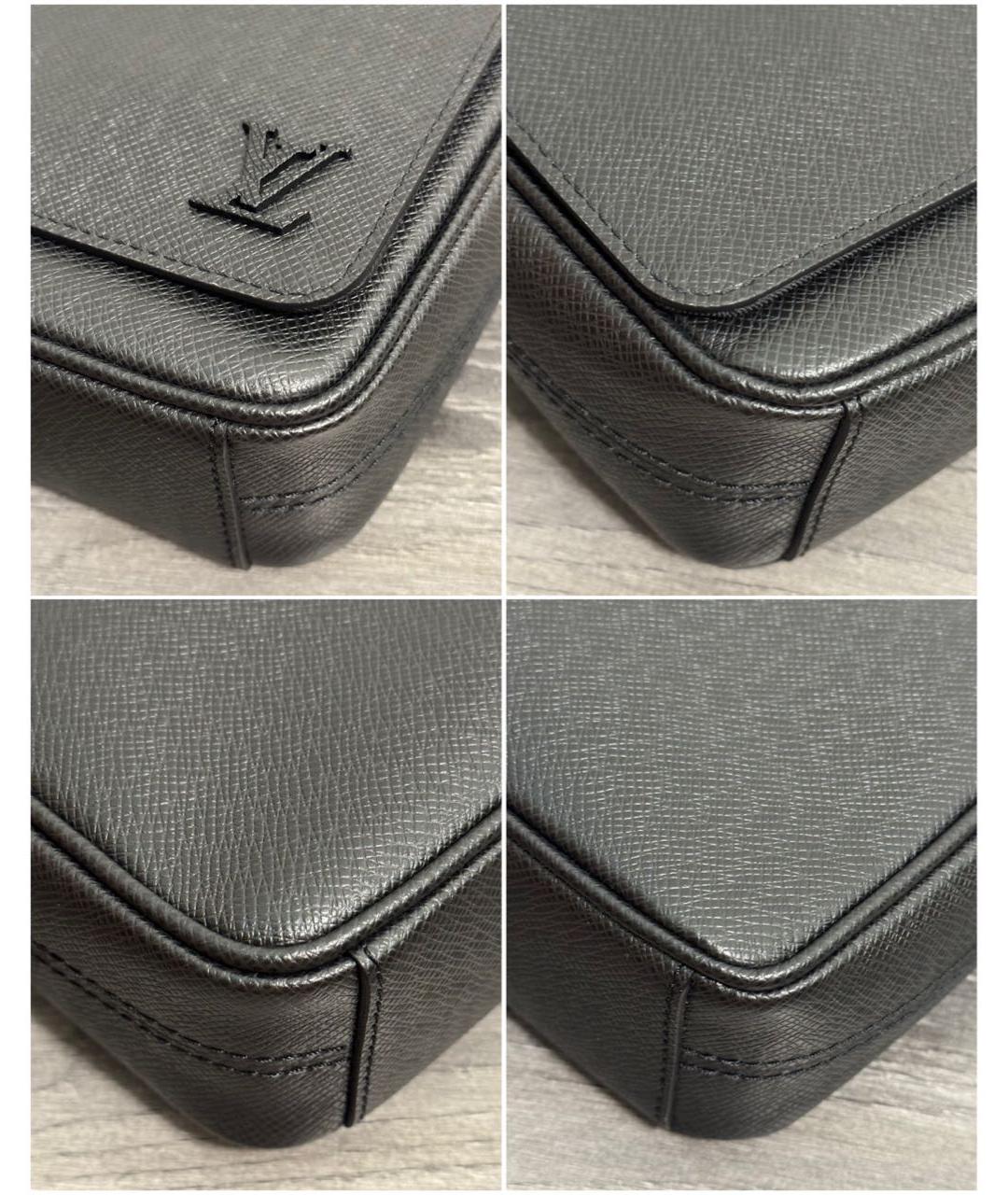 LOUIS VUITTON Черная кожаная сумка на плечо, фото 5