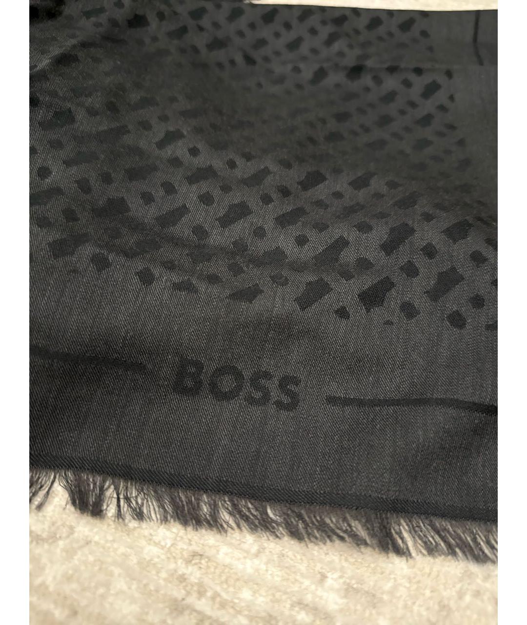 HUGO BOSS Черный шерстяной платок, фото 2