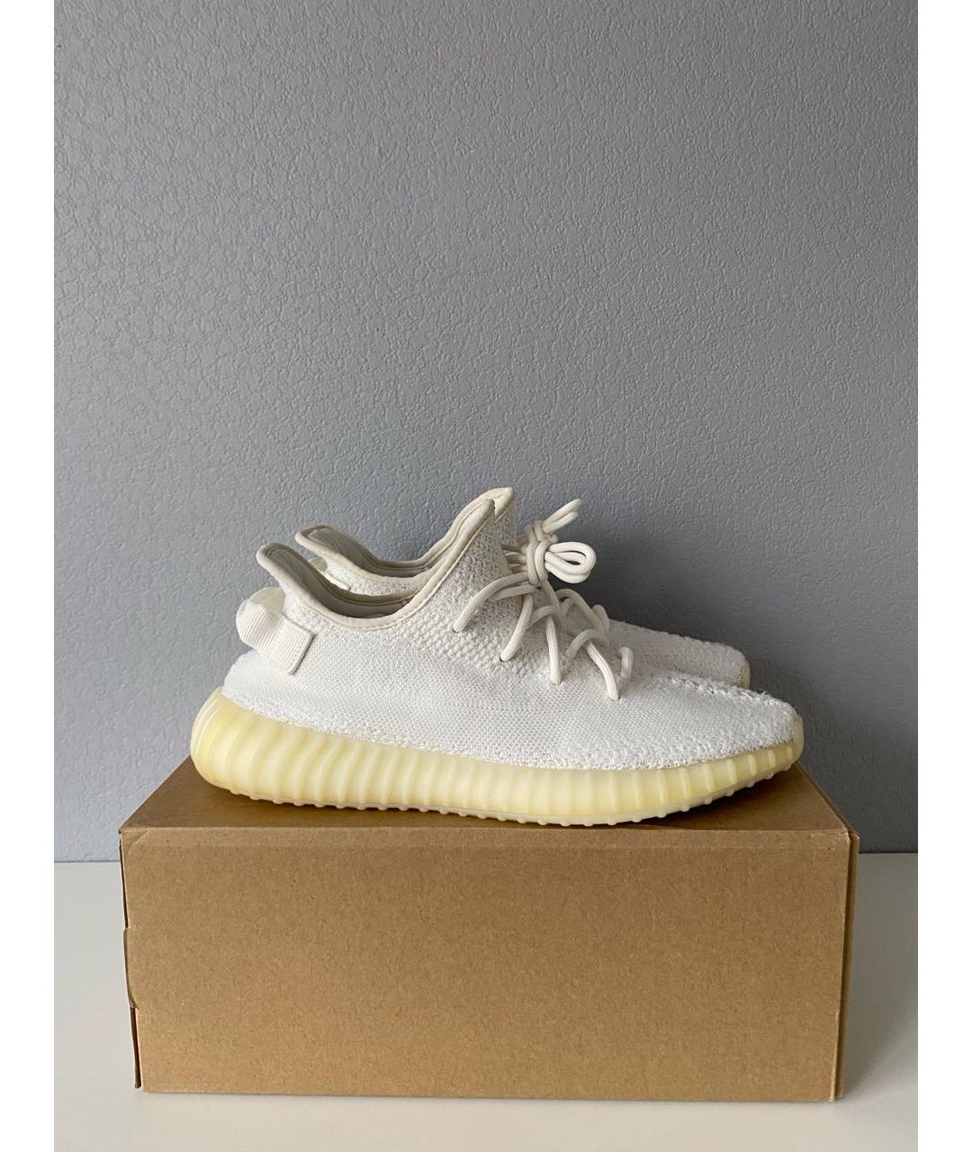 ADIDAS YEEZY Белые текстильные низкие кроссовки / кеды, фото 4