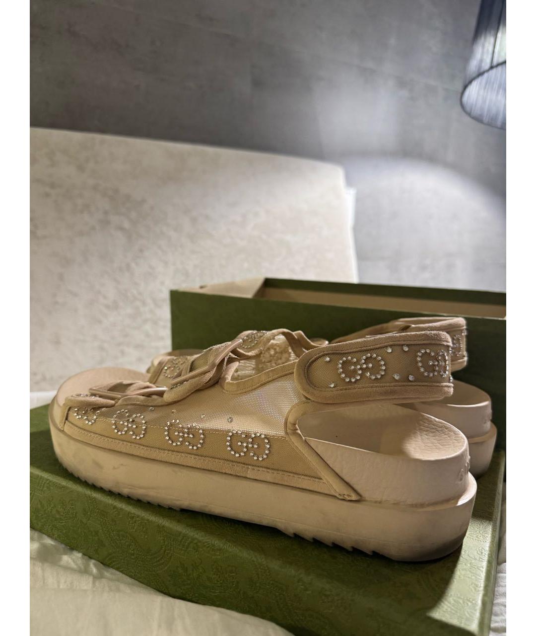 GUCCI Бежевые резиновые сандалии, фото 2