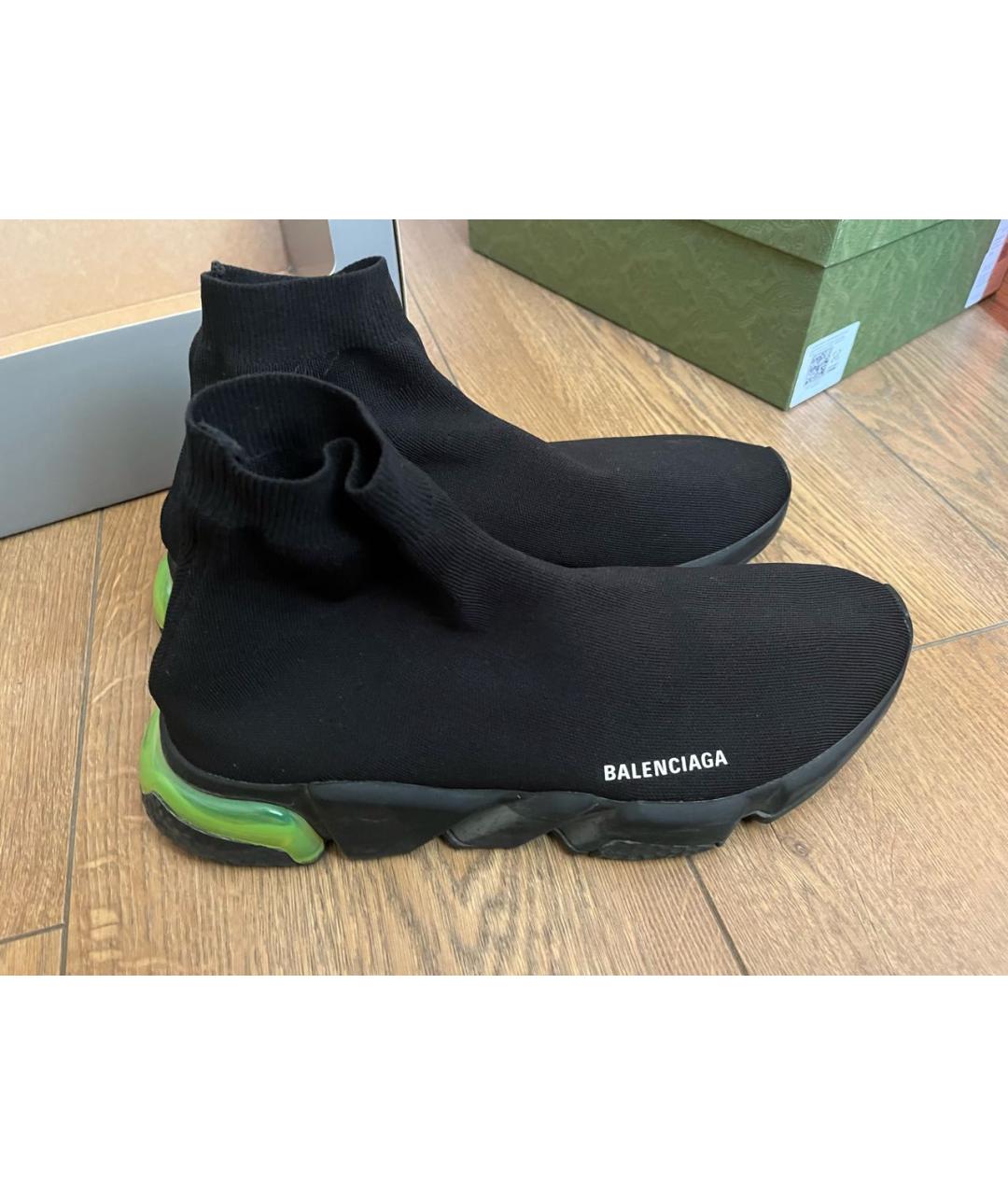 BALENCIAGA Черные текстильные высокие кроссовки / кеды, фото 2
