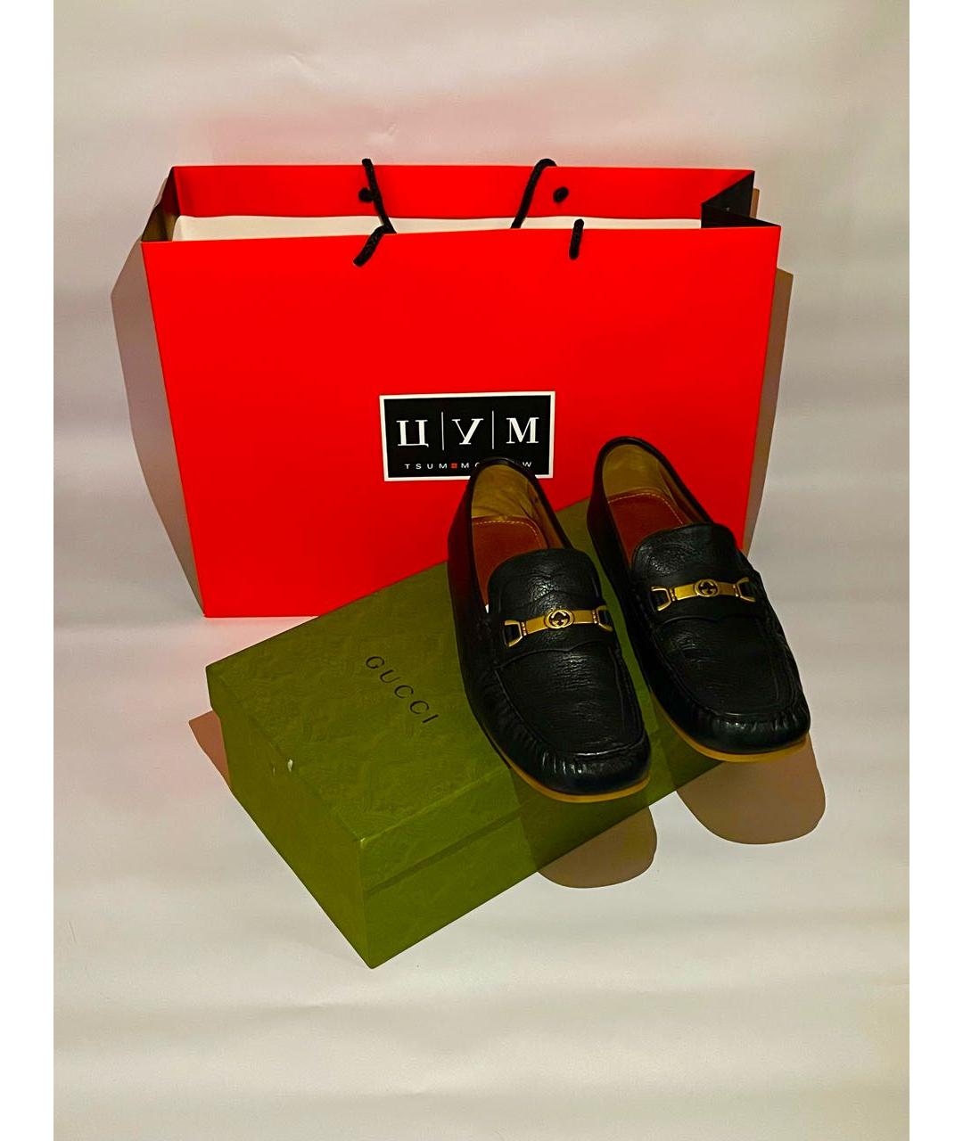 GUCCI Черные кожаные мокасины, фото 2