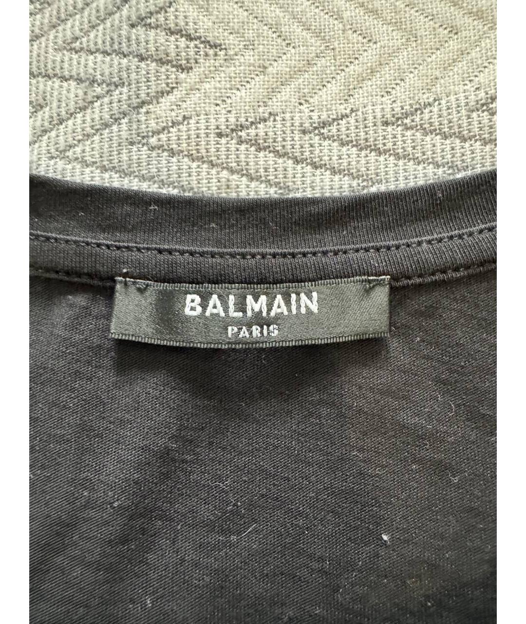 BALMAIN Черная хлопковая футболка, фото 3