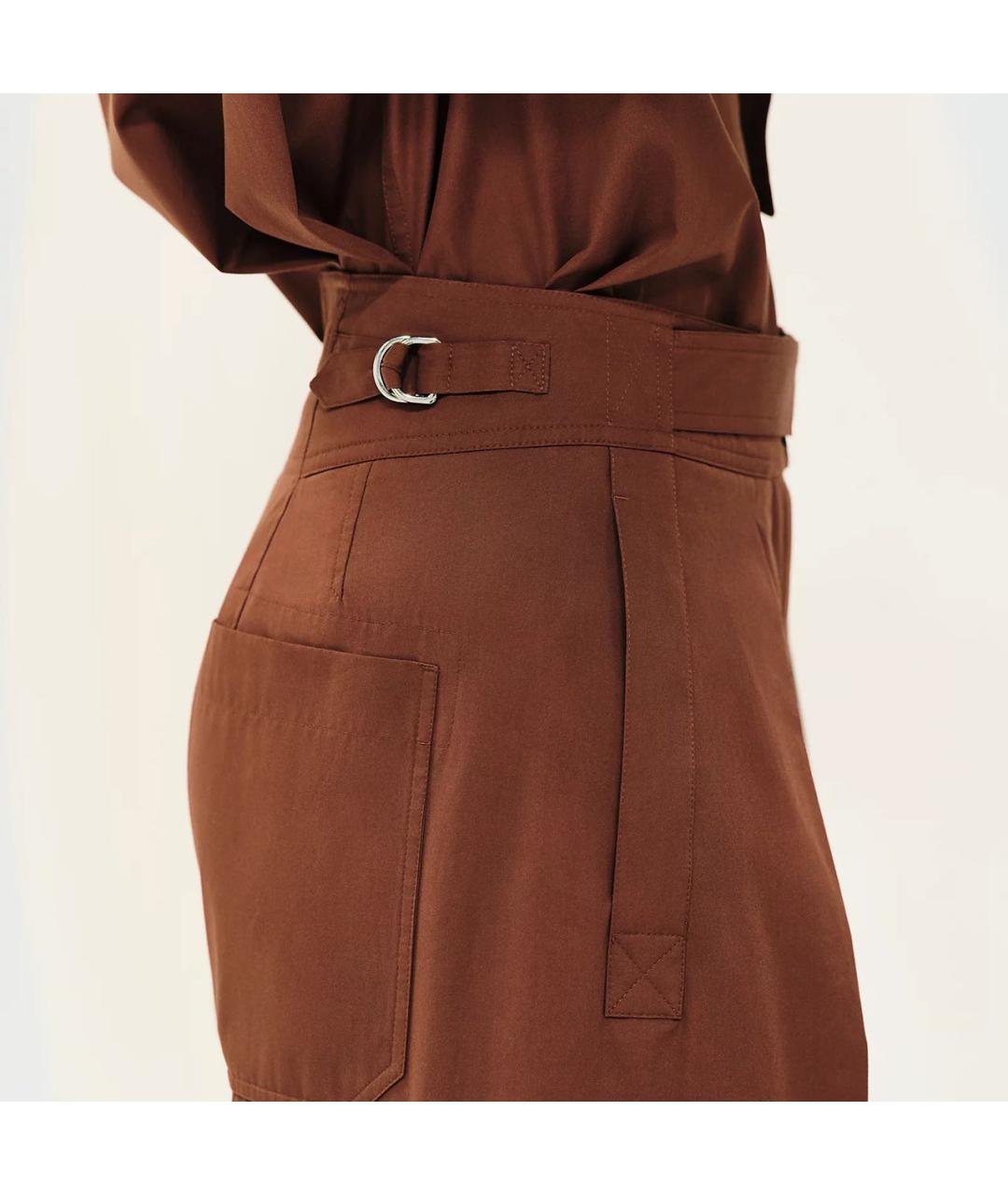 HERMES Коричневые хлопковые прямые брюки, фото 4